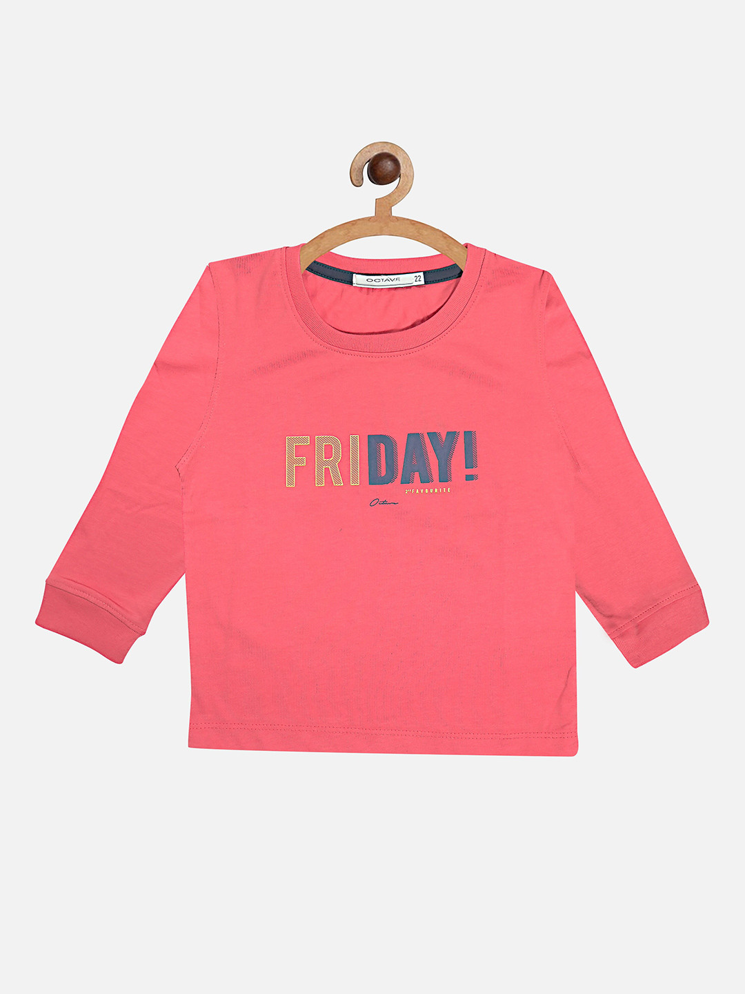Octave Boys Orange Typography Printed Applique T-shirt