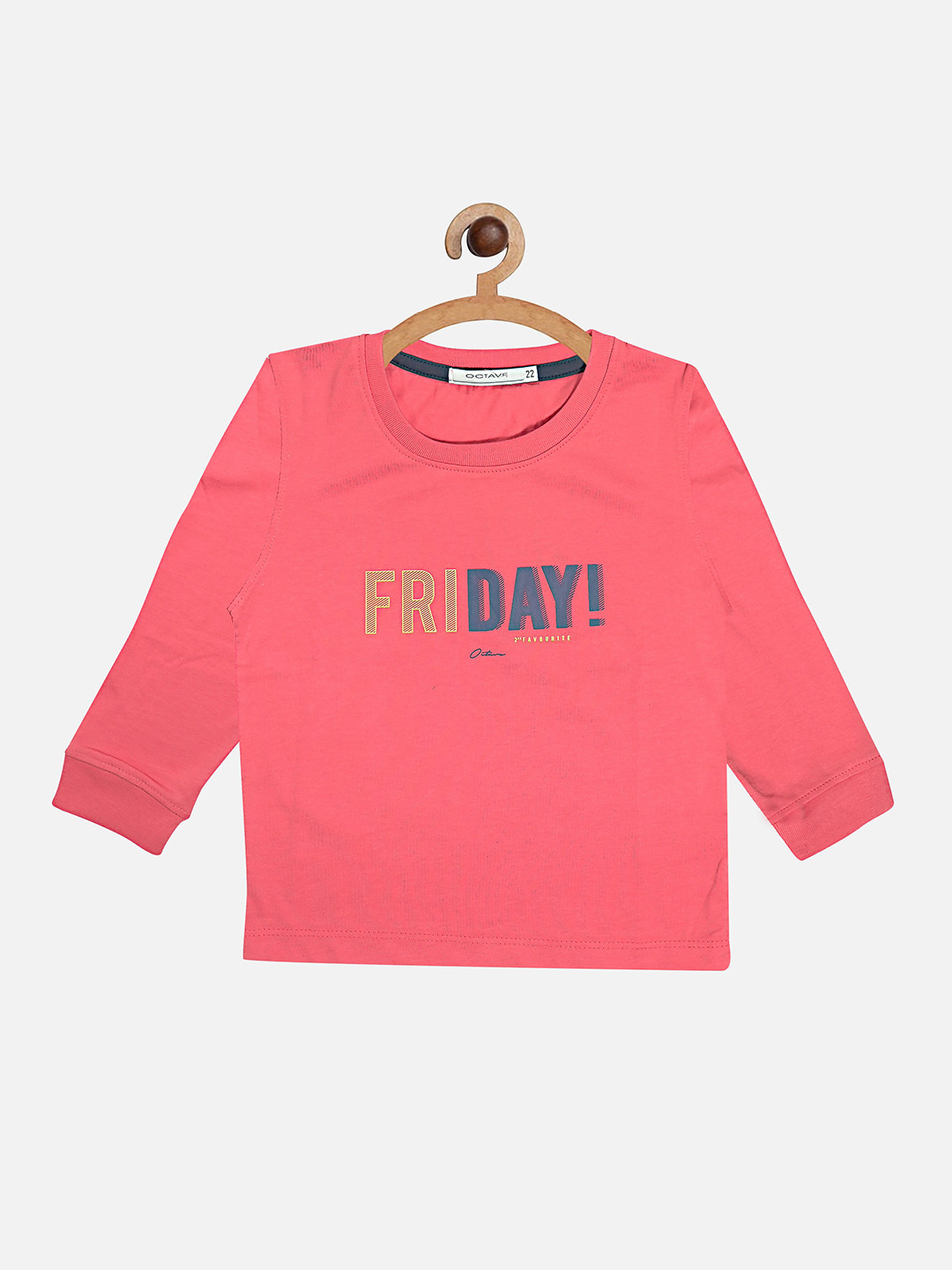 Octave Boys Orange Typography Printed Applique T-shirt