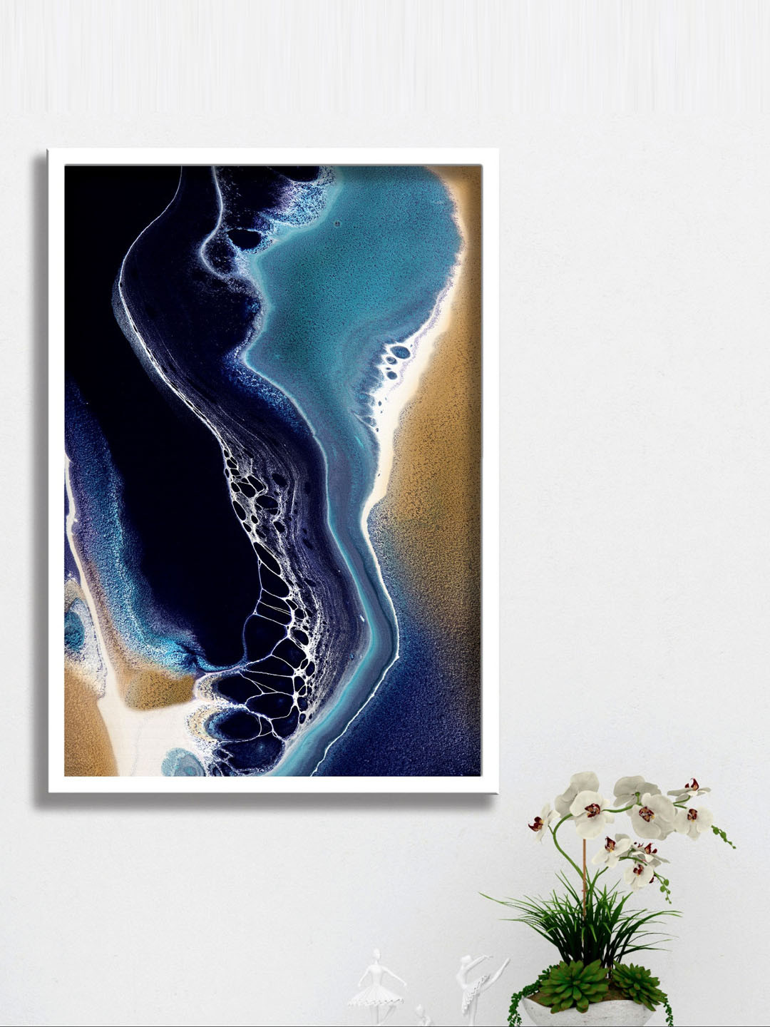 SAF Blue & White Digital Print Painting Frame Wall Art