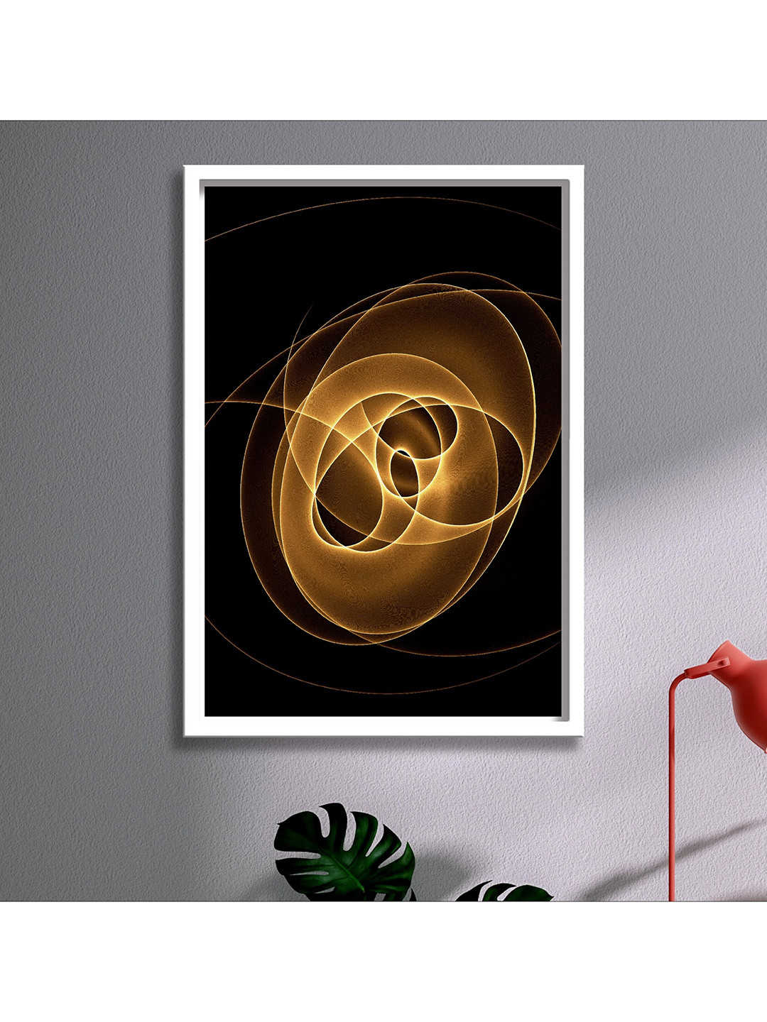 SAF Black & Gold-Toned Modern Art Digita Printed Framed Wall Painting