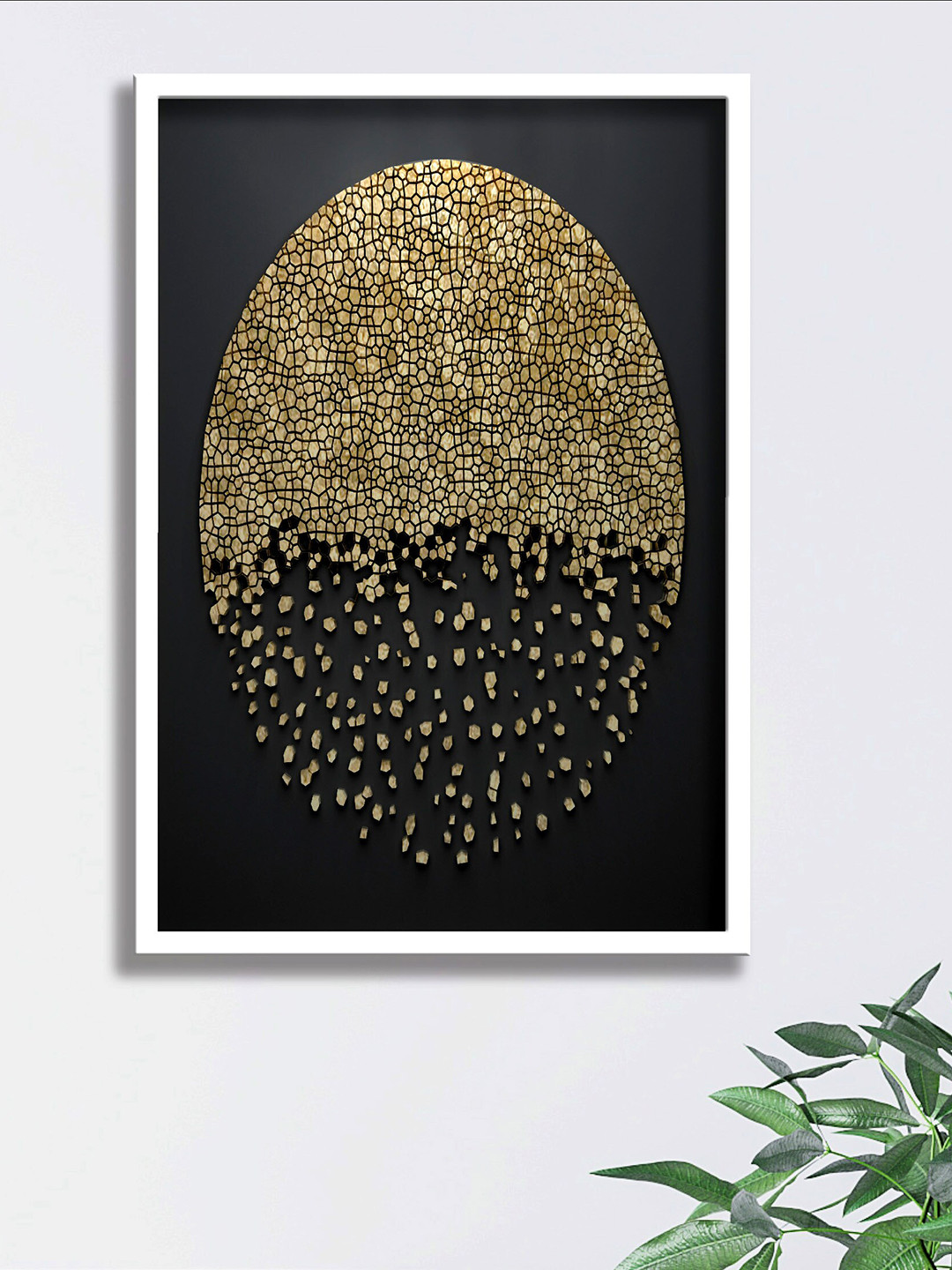 SAF Black & Beige Modern Art Digital Reprint Painting Wall Art