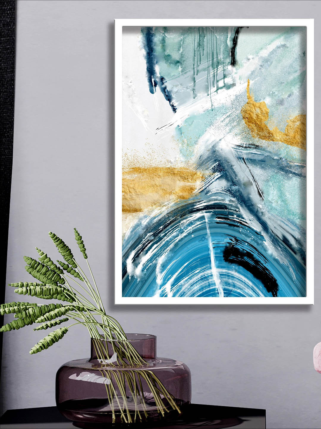 SAF Modern Wood Wall Rectangle Paintings Wall Art - 13.5 x 19.5In