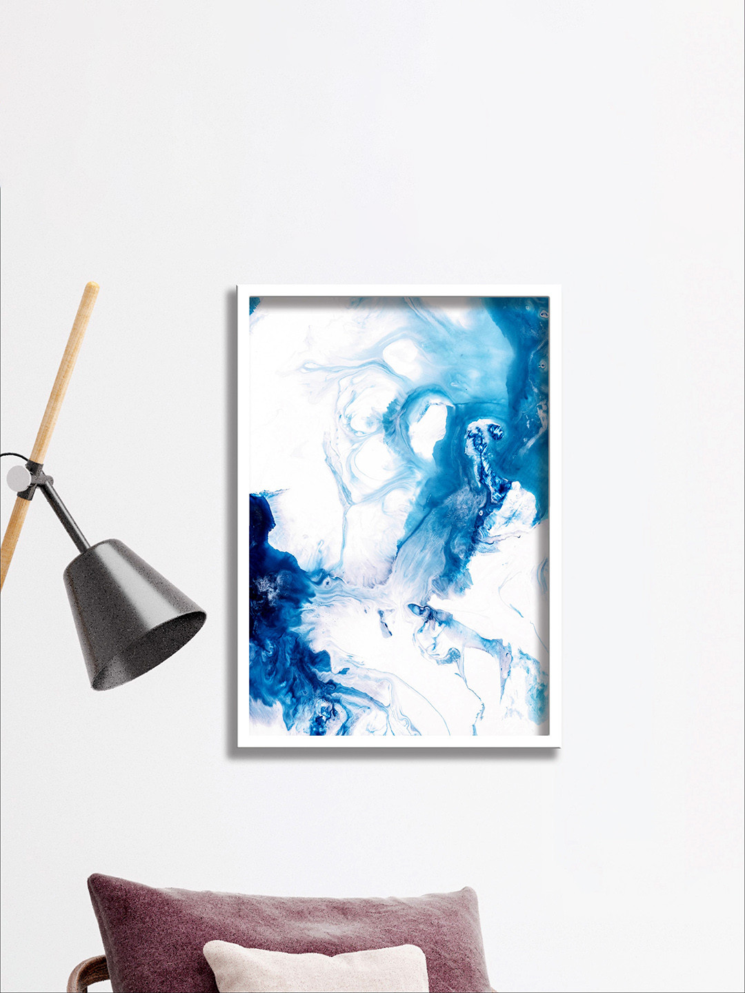SAF White & Blue Modern Art Canvas Painting Wall Art