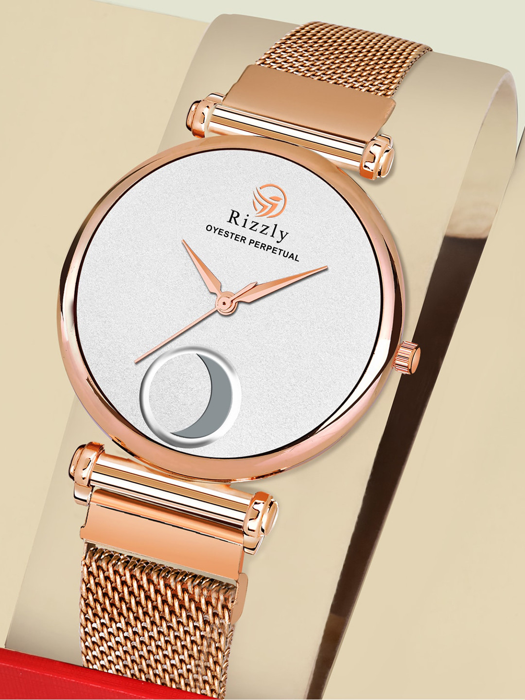 Septem Women White Dial & Rose Gold Toned Stainless Steel Bracelet Style Straps Analogue Watch