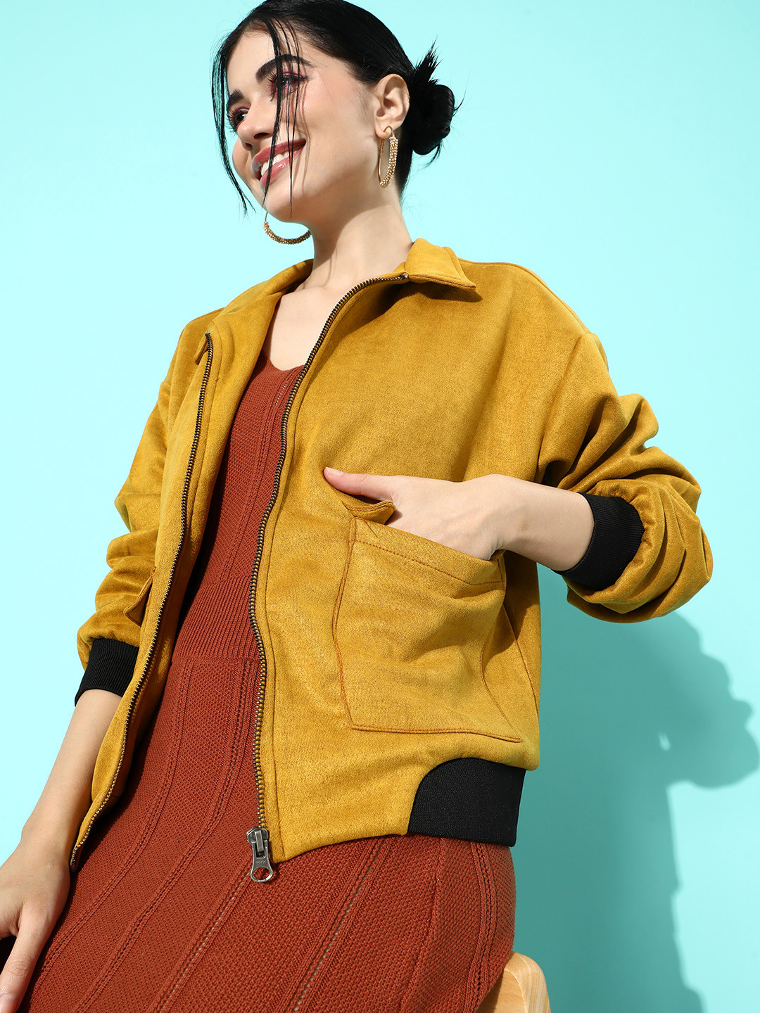 Mast & Harbour Women Solid Bomber Jacket