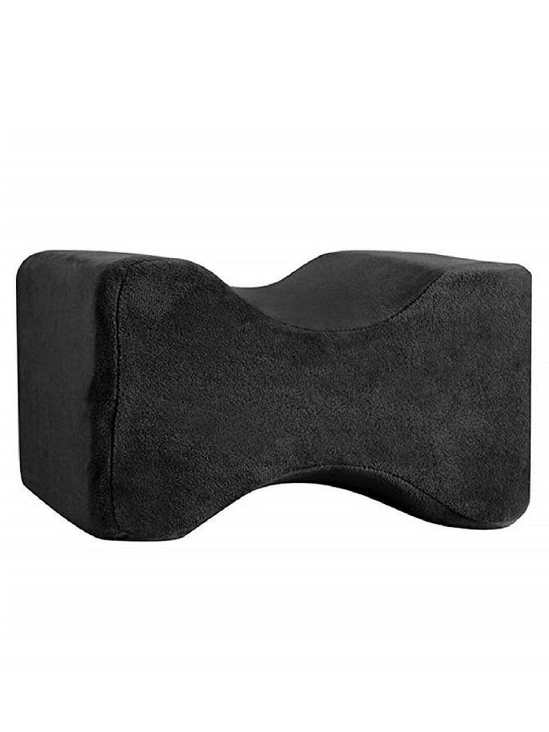 Pum Pum Orthopedic Black Solid Faux Velvet Medium Memory Foam Orthopedic Pillow-25.4 x 19.1 x 16.5 cm