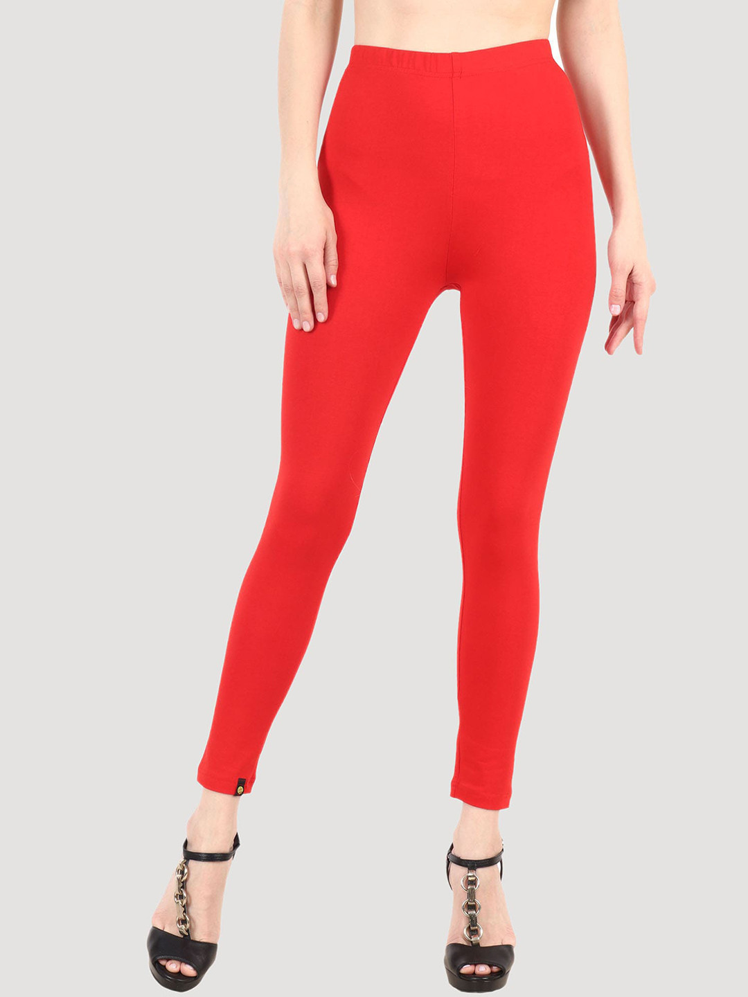 Popwings Women Red Solid Skinny-Fit Ankle-Length Leggings