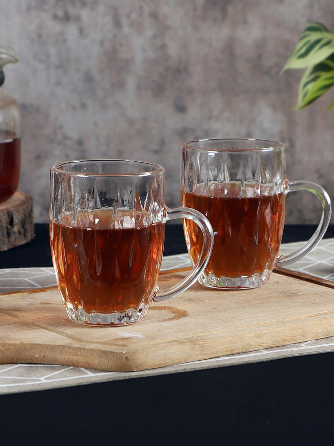 ceradeco Mothers Day Gift Transparent Glass Handmade 6 Piece Mugs-210ml