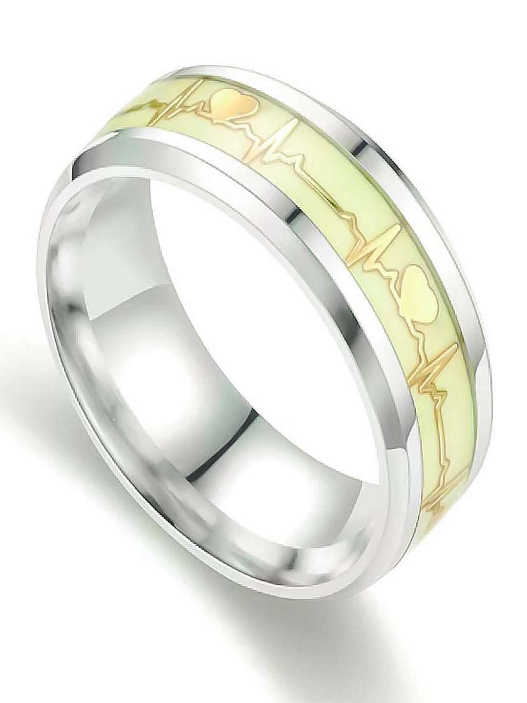 UNIVERSITY TRENDZ Gold-Plated Green Enamelled ECG Heartbeat Charm Finger Ring