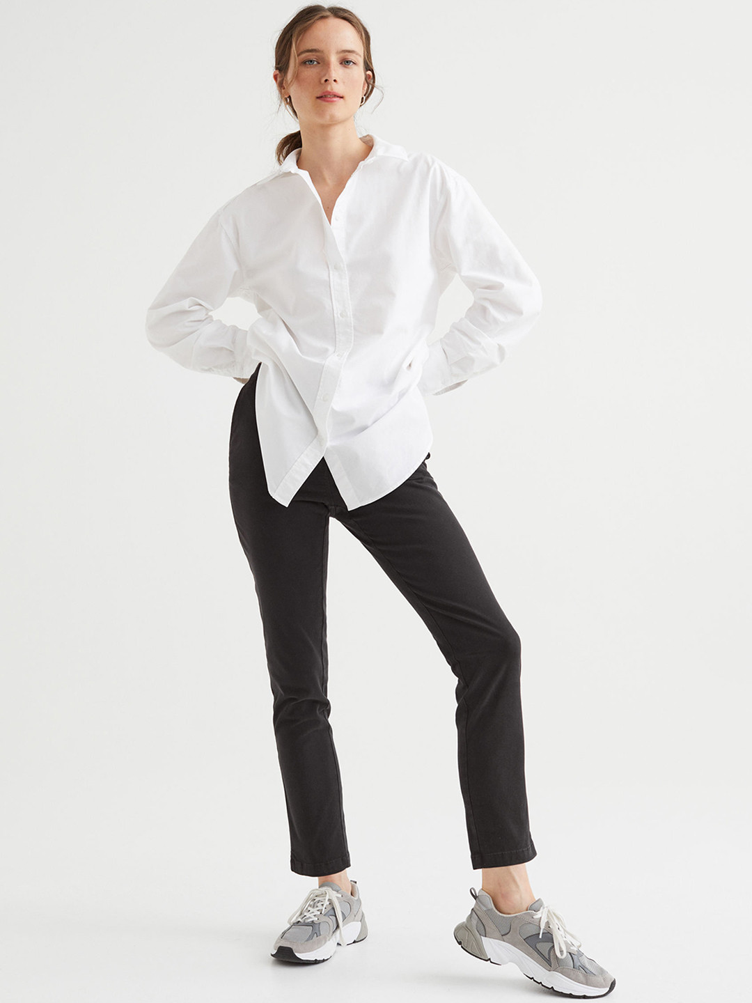 H&M Women Black Slim Fit Chinos Trousers