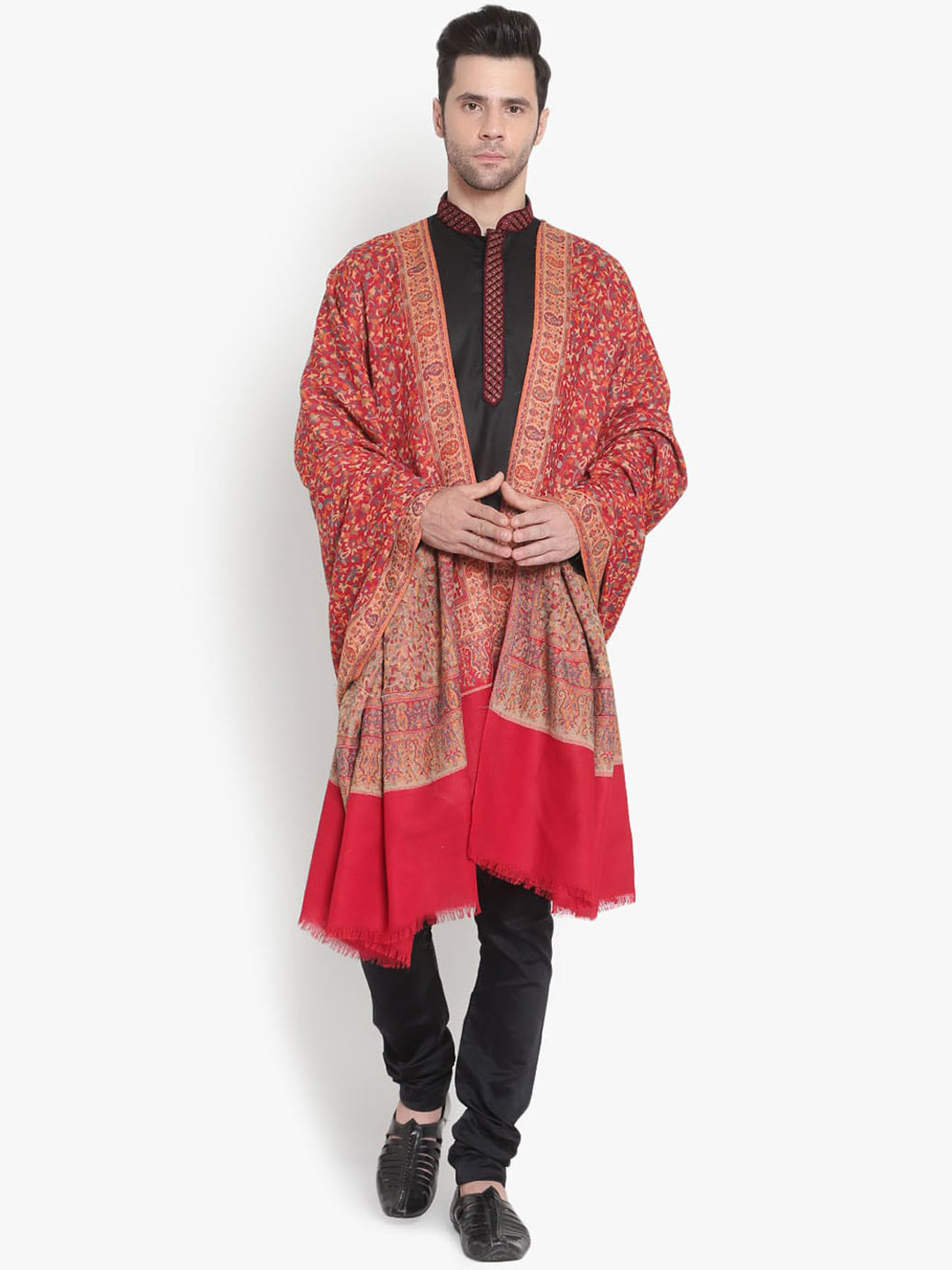 Mizash Men Red Printed Pashmina Shawl