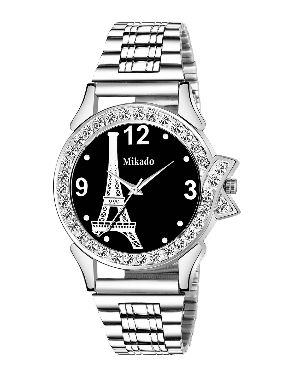 Mikado Women Black Dial & Stainless Steel Analogue Watch-Black Paris Love-Multi-Color