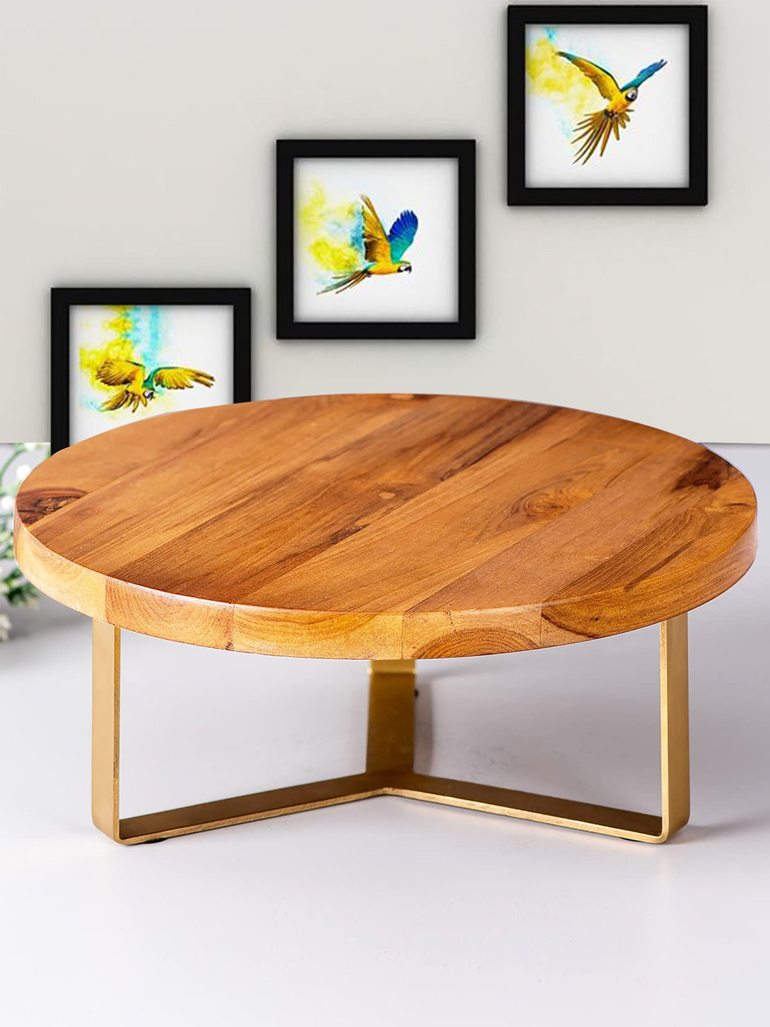 Homesake Beige Solid Wood Cake Stand Serveware