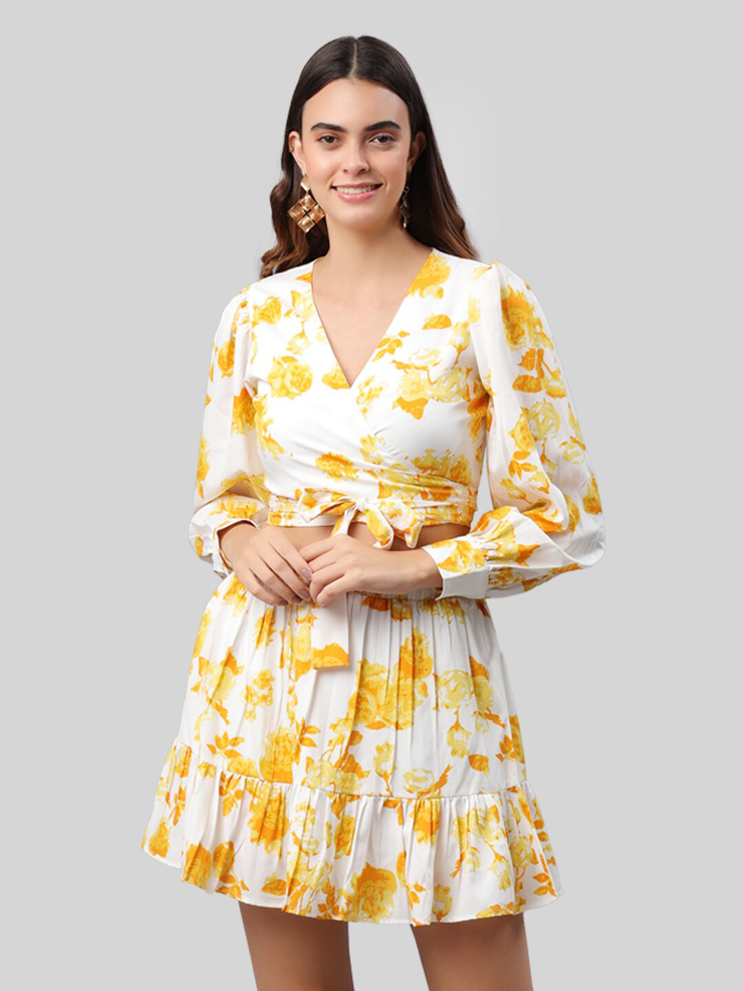 Fuchsia  Yellow Floral Dress