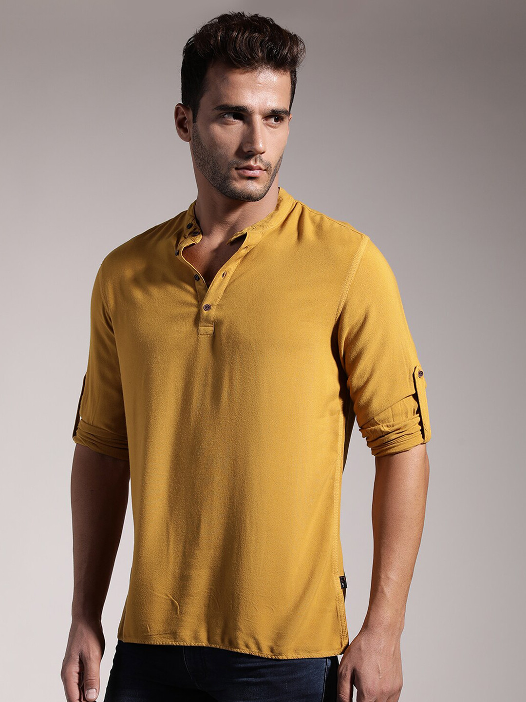 IDENTITI Men Mustard Slim Fit Casual Shirt