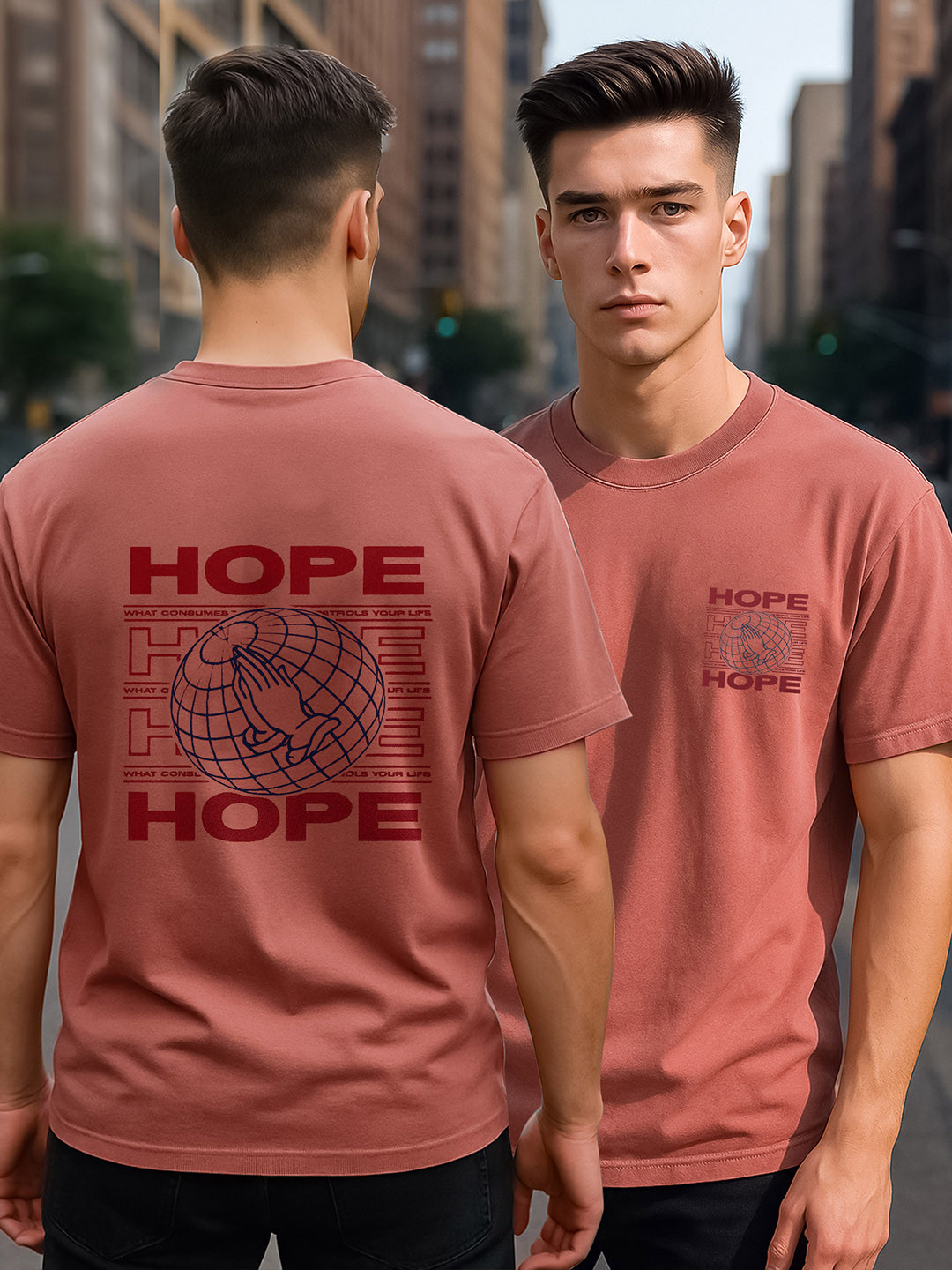 Maniac Men Dusty Rose Pink Regular Fit Typography T-shirt