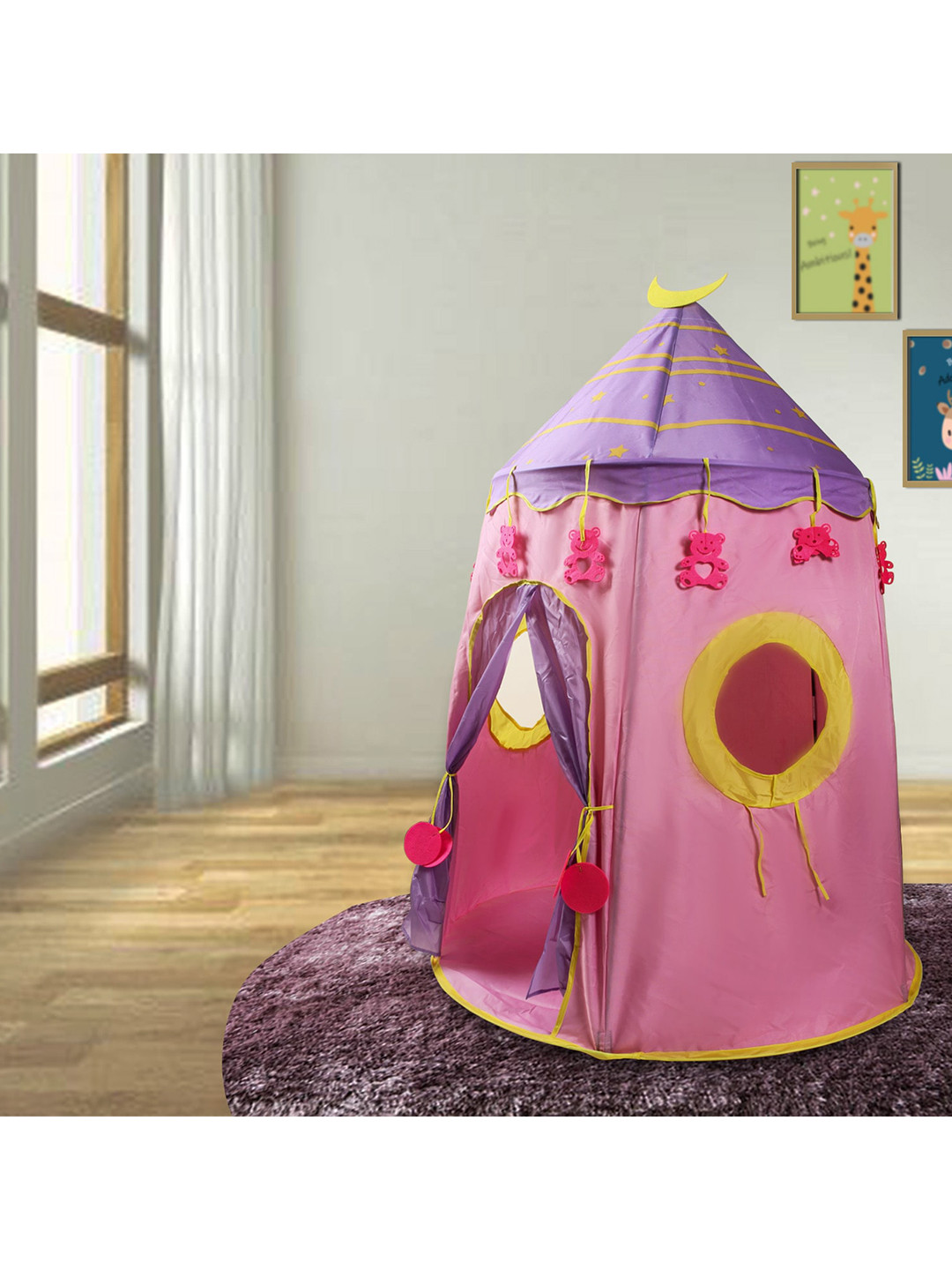 Baby Moo Kids Pink Playtime Foldable Tent House Princess Castle