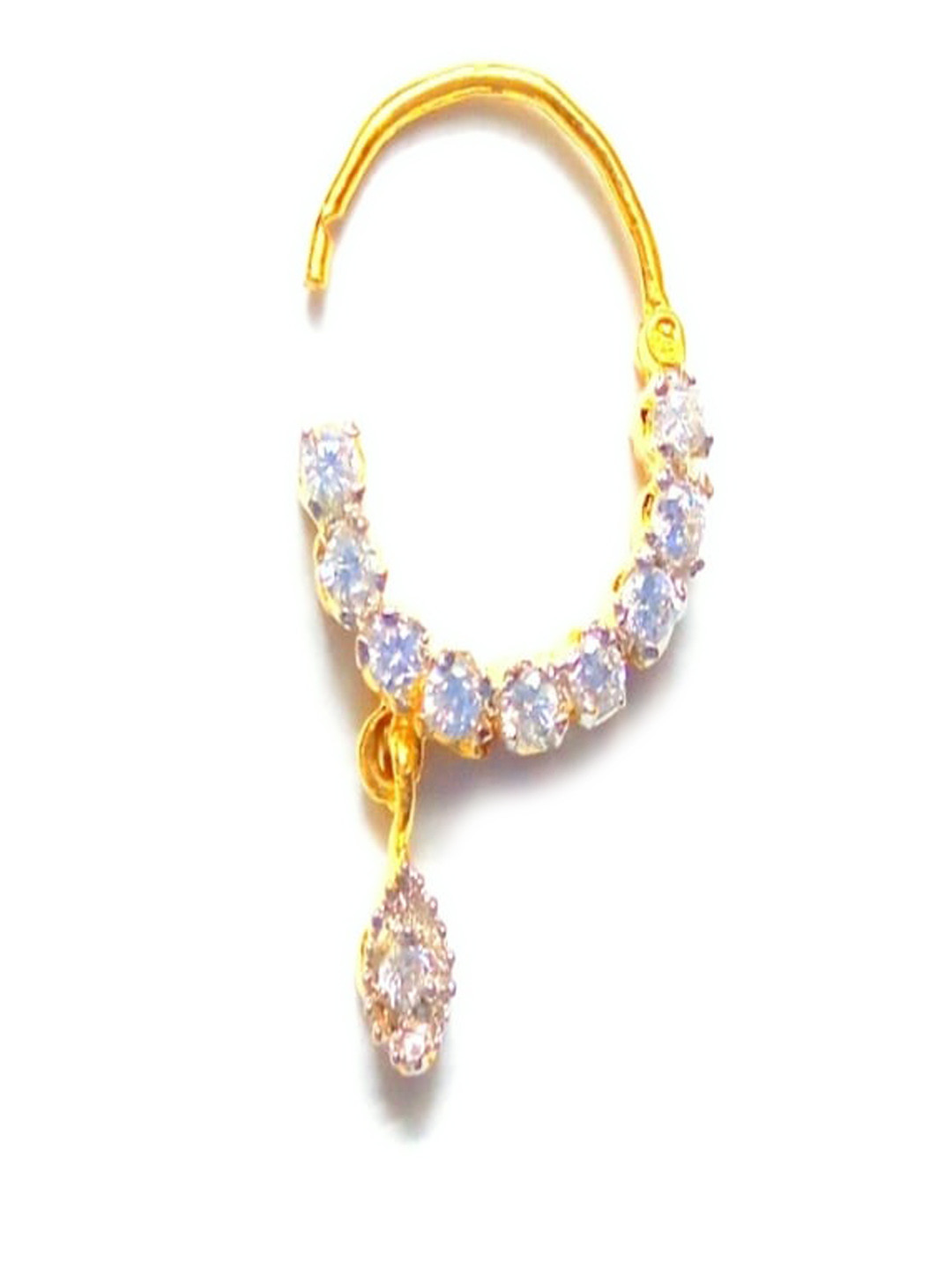 Runjhun Gold-toned American Diamond Studded Nose Ring
