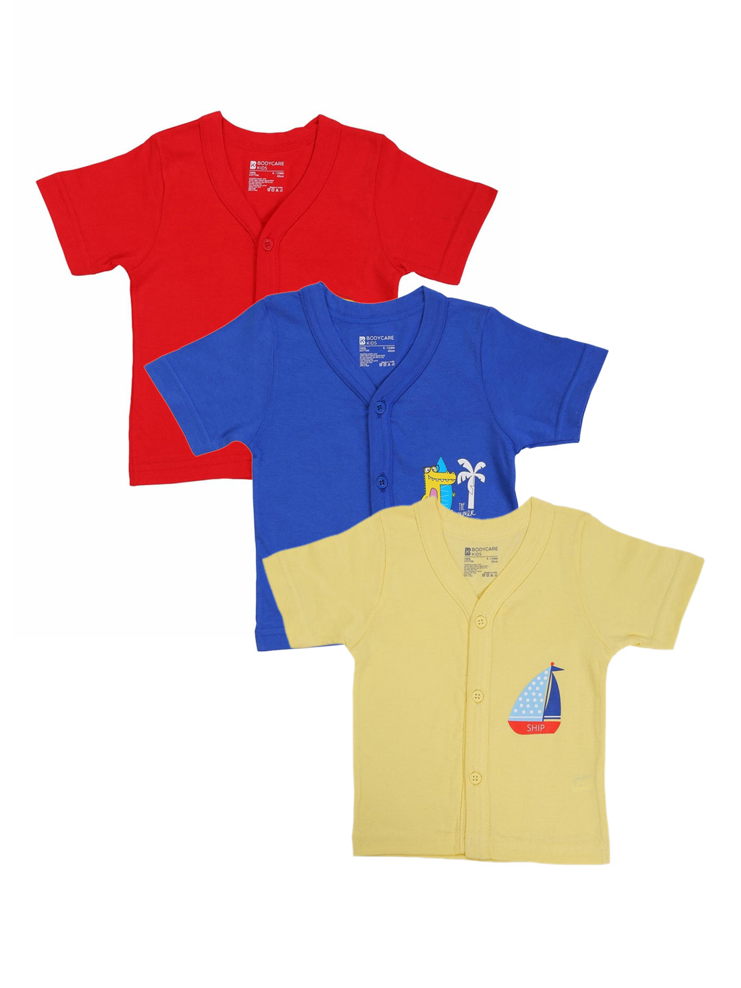 Bodycare Kids Infant Pack Of 3 Assorted Cotton Jhabla