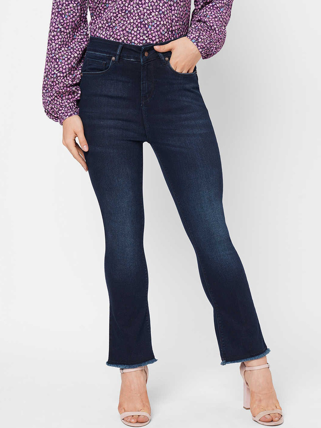 Pepe Jeans Women Blue Flared High-Rise Clean Look Light Fade Jeans