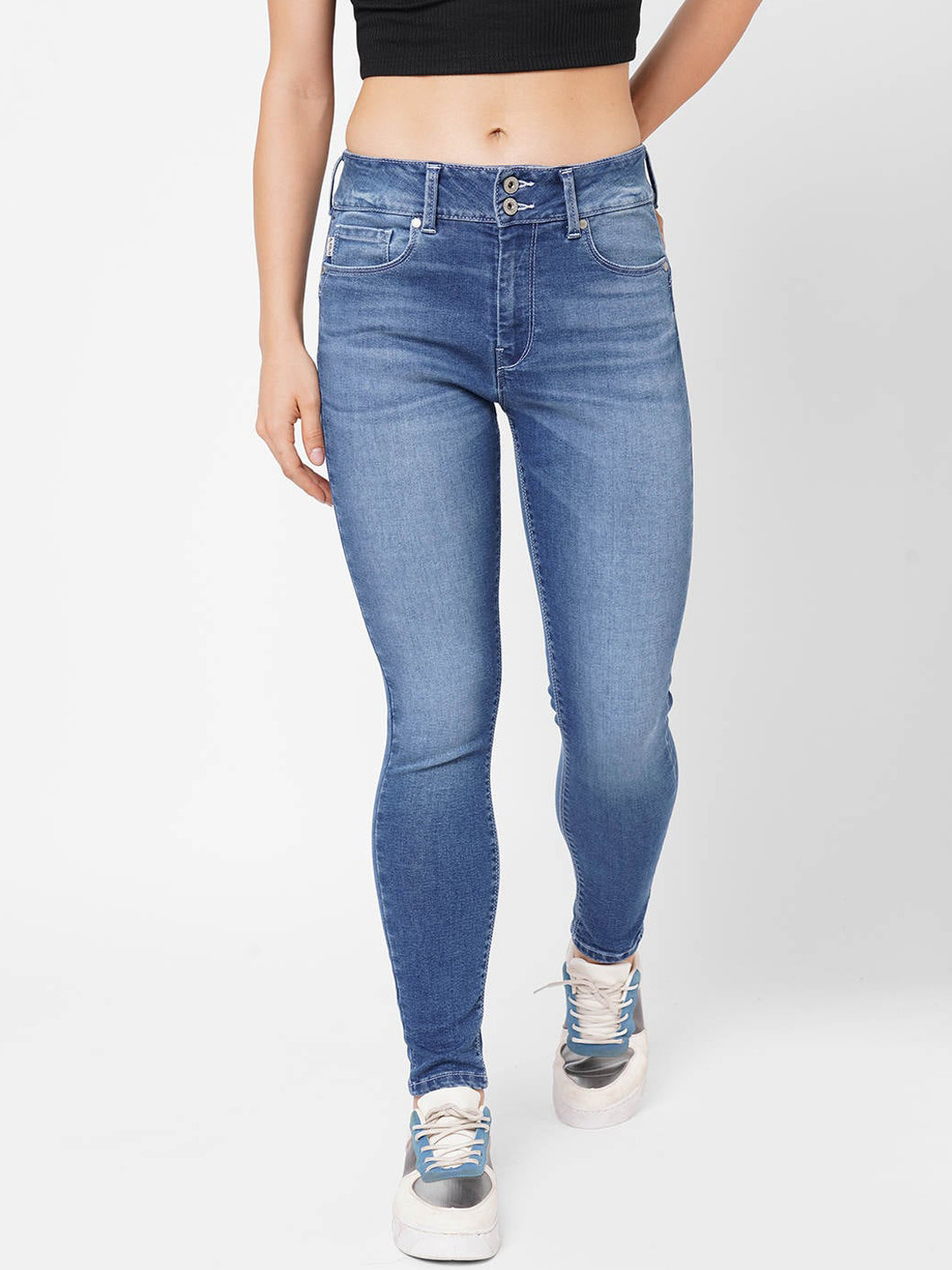 Pepe Jeans Women Blue Skinny Fit High-Rise Light Fade Jeans