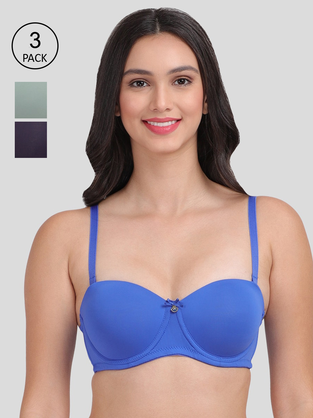 Amour Secret Women Blue, Black & Green Bra Underwired Lightly Padded