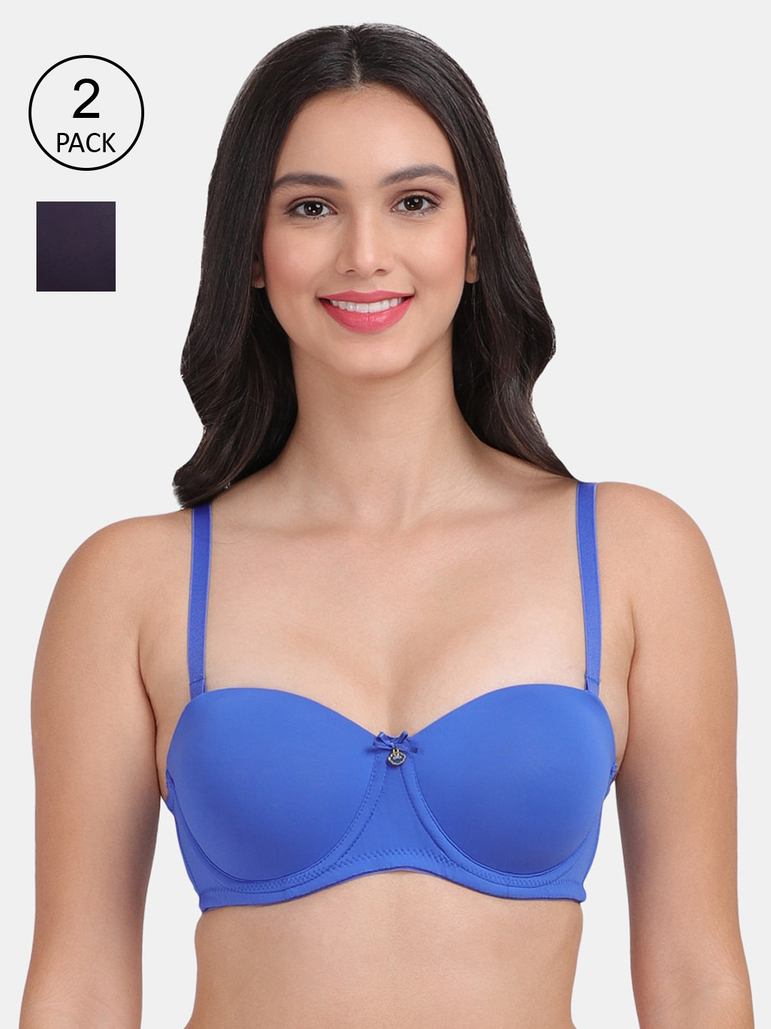 Amour Secret Pack Of 2 Blue & Black Underwired Lightly Padded Bra
