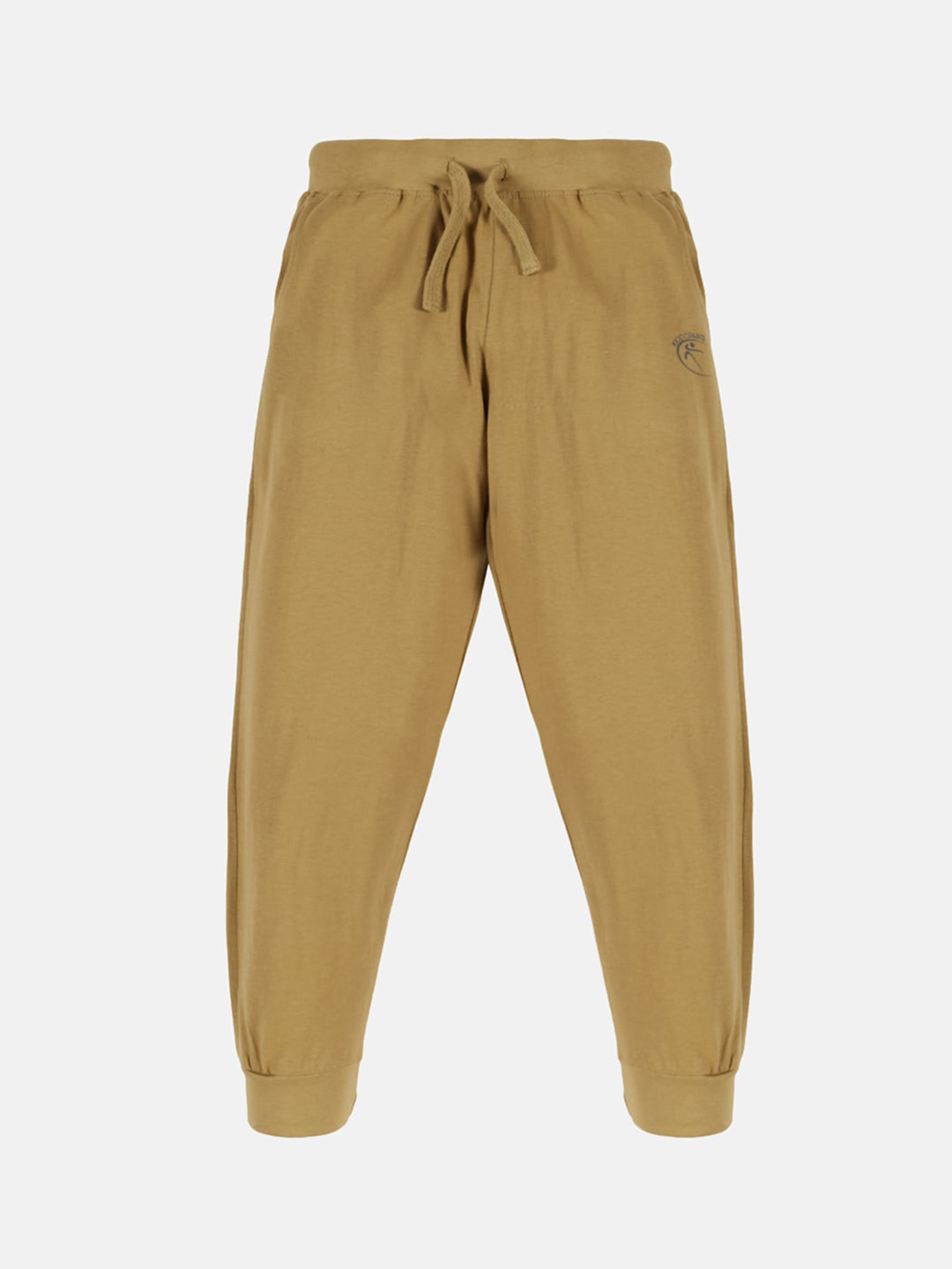 KiddoPanti Kids Khaki-Coloured Solid Pure Cotton Joggers