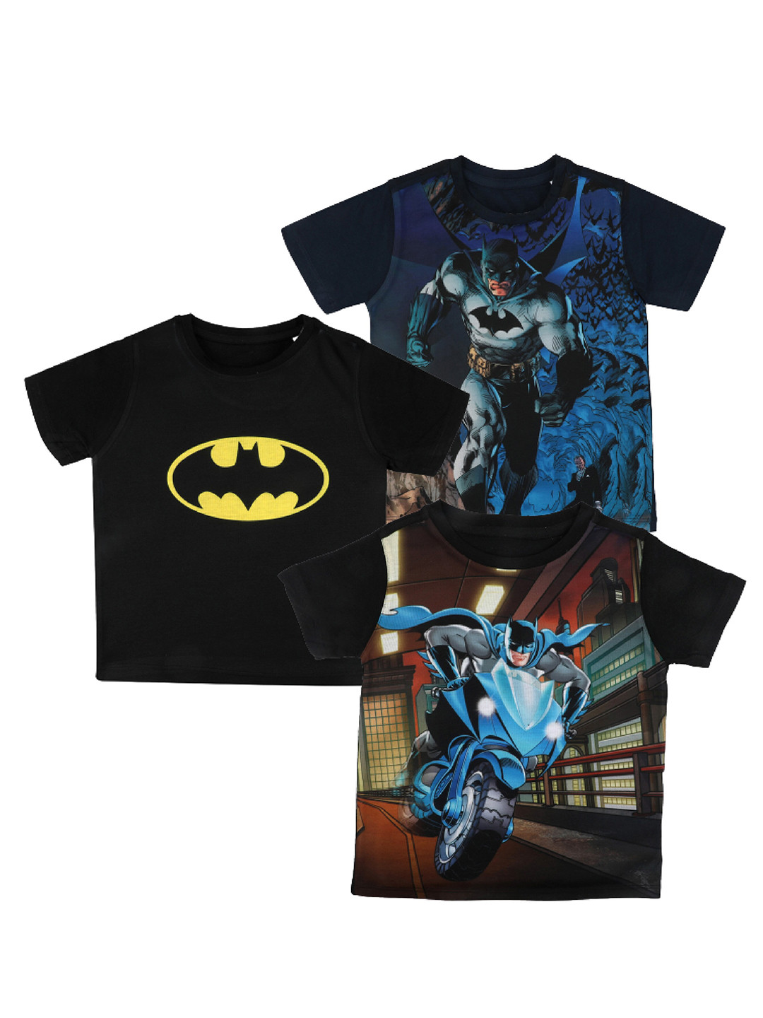 DC by Wear Your Mind Boys Black & Blue Set of 3 Printed T-shirt