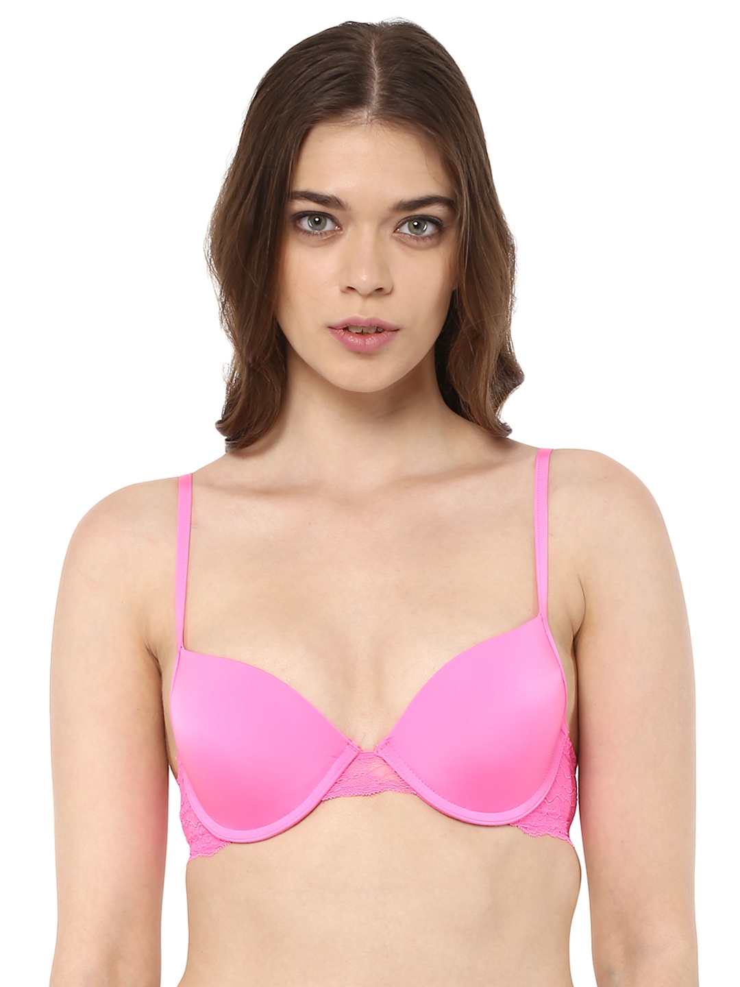 Buy PrettySecrets Pink Solid Underwired Lightly Padded Push Up Bra