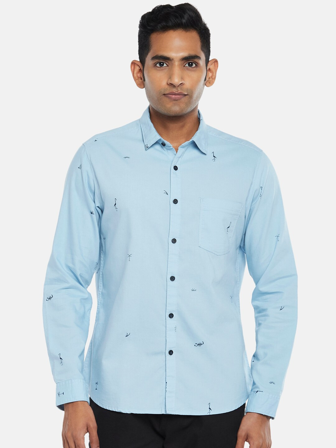 Urban Ranger by pantaloons Men Blue Slim Fit Printed Casual Shirt