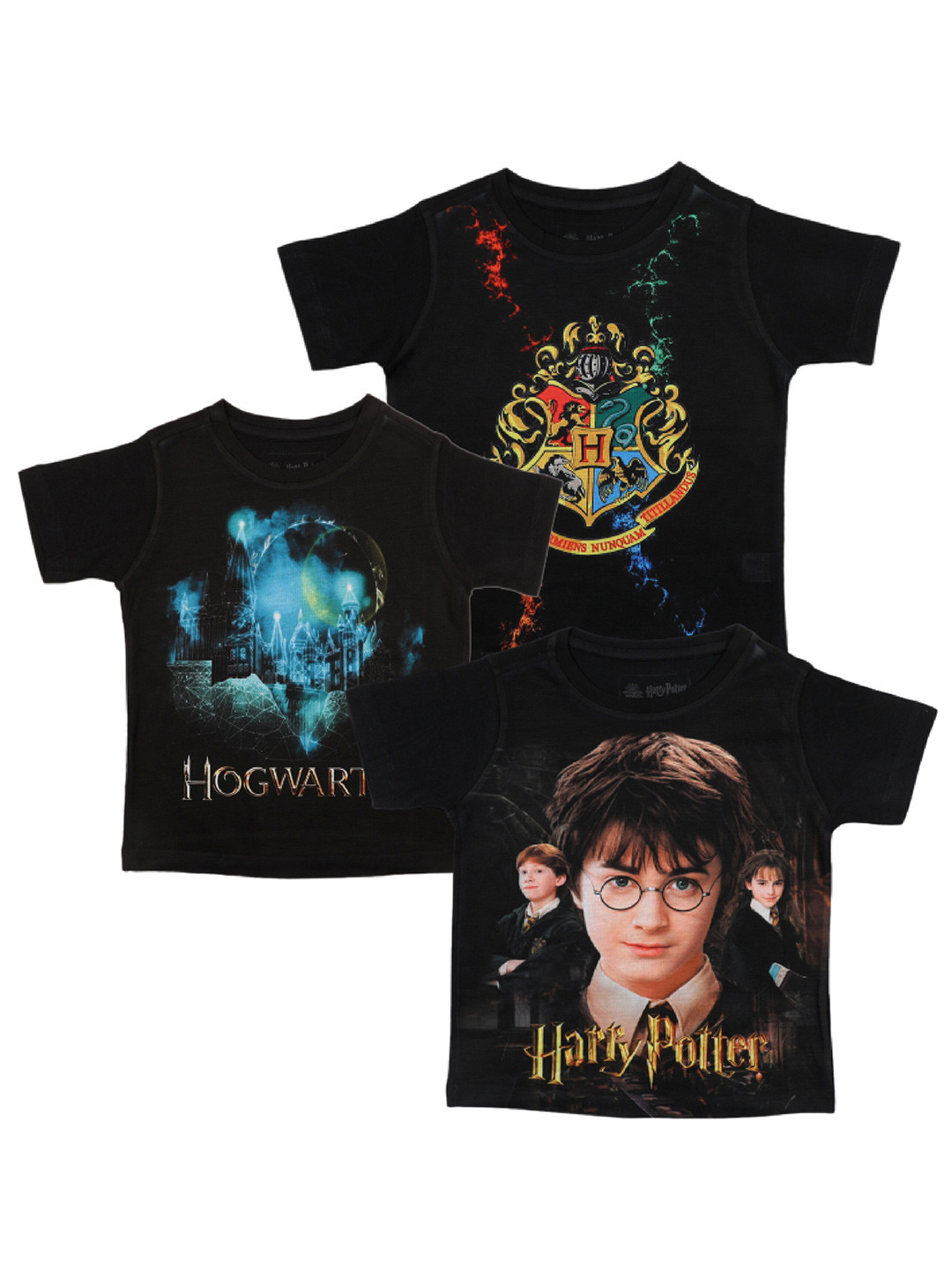Harry Potter by Wear Your Mind Boys Black & chinese black 3 Printed T-shirt