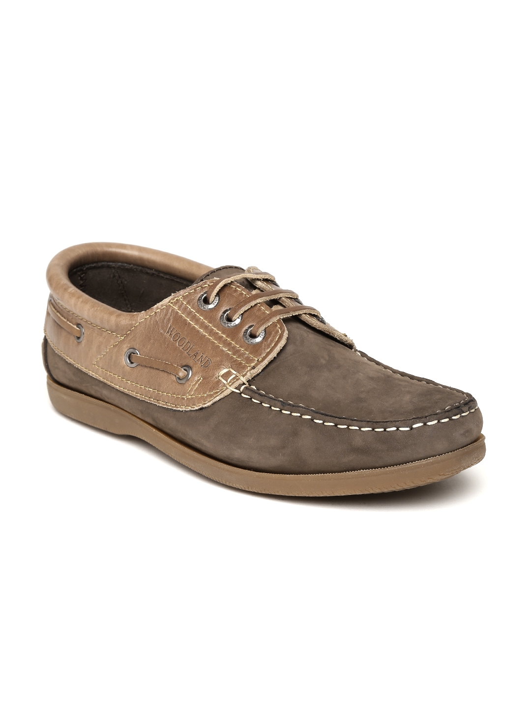 woodland men's leather boat shoes