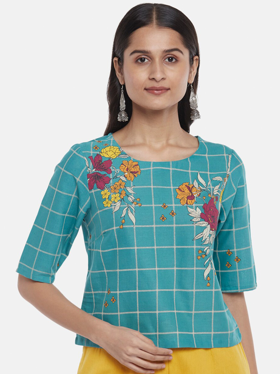 AKKRITI BY PANTALOONS Blue Checked Top