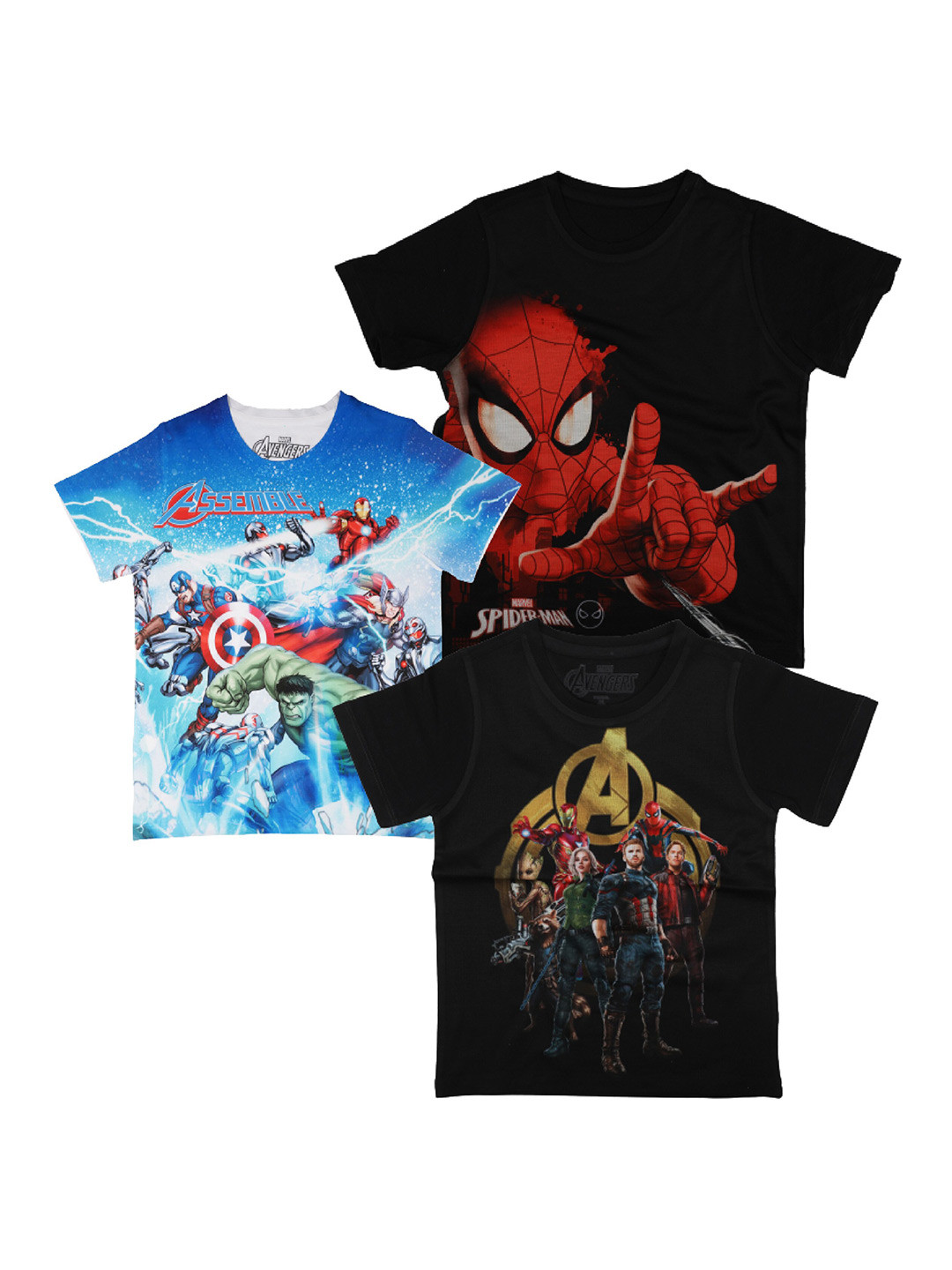 Marvel by Wear Your Mind Boys Black & christmas silver 3 Printed T-shirt