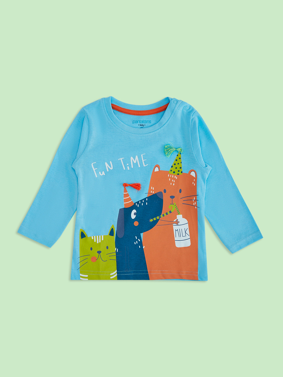 Pantaloons Baby Boys Blue Animal Printed T-shirt
