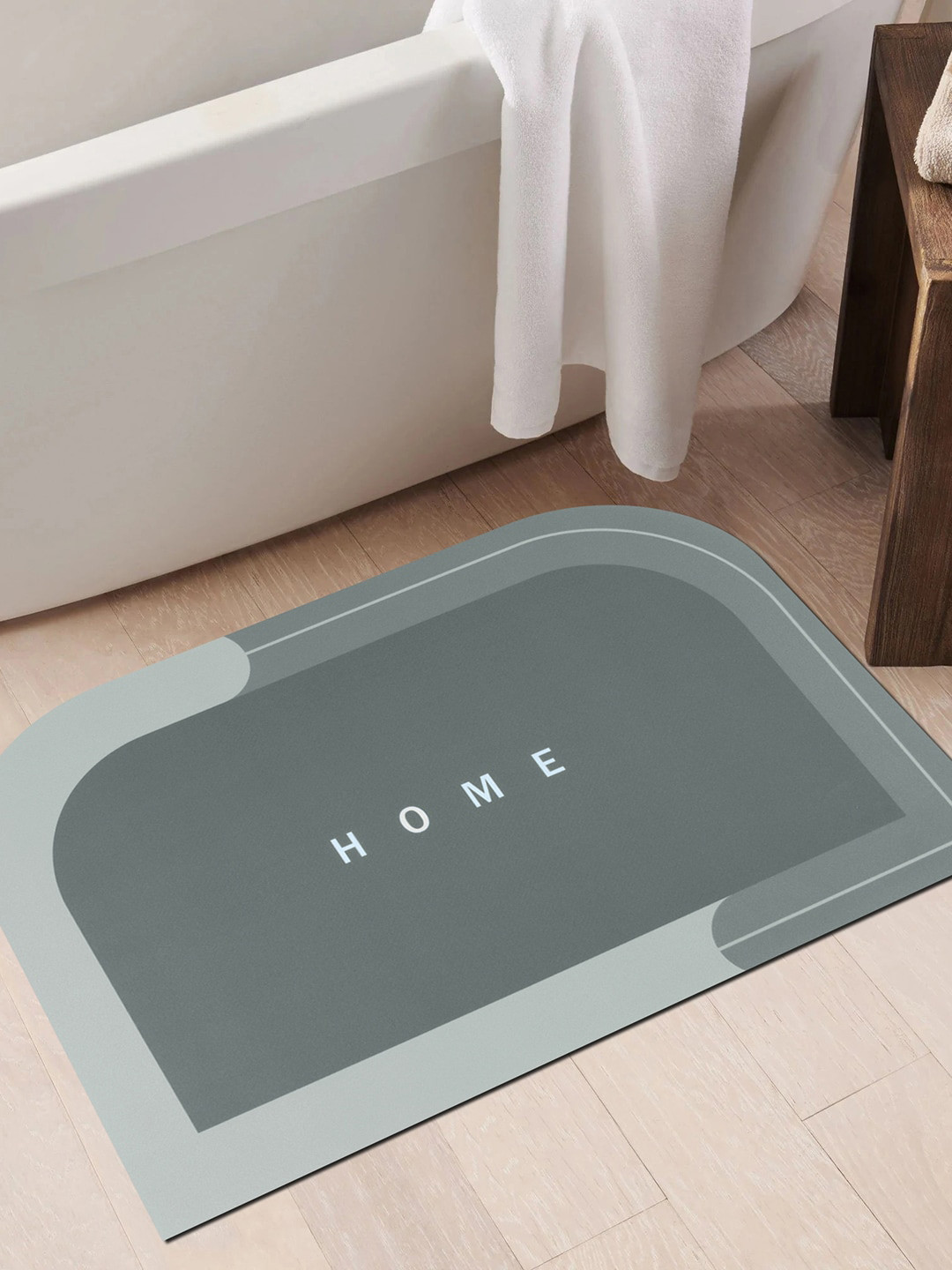Story@home Grey Solid Anti-Skid Doormats