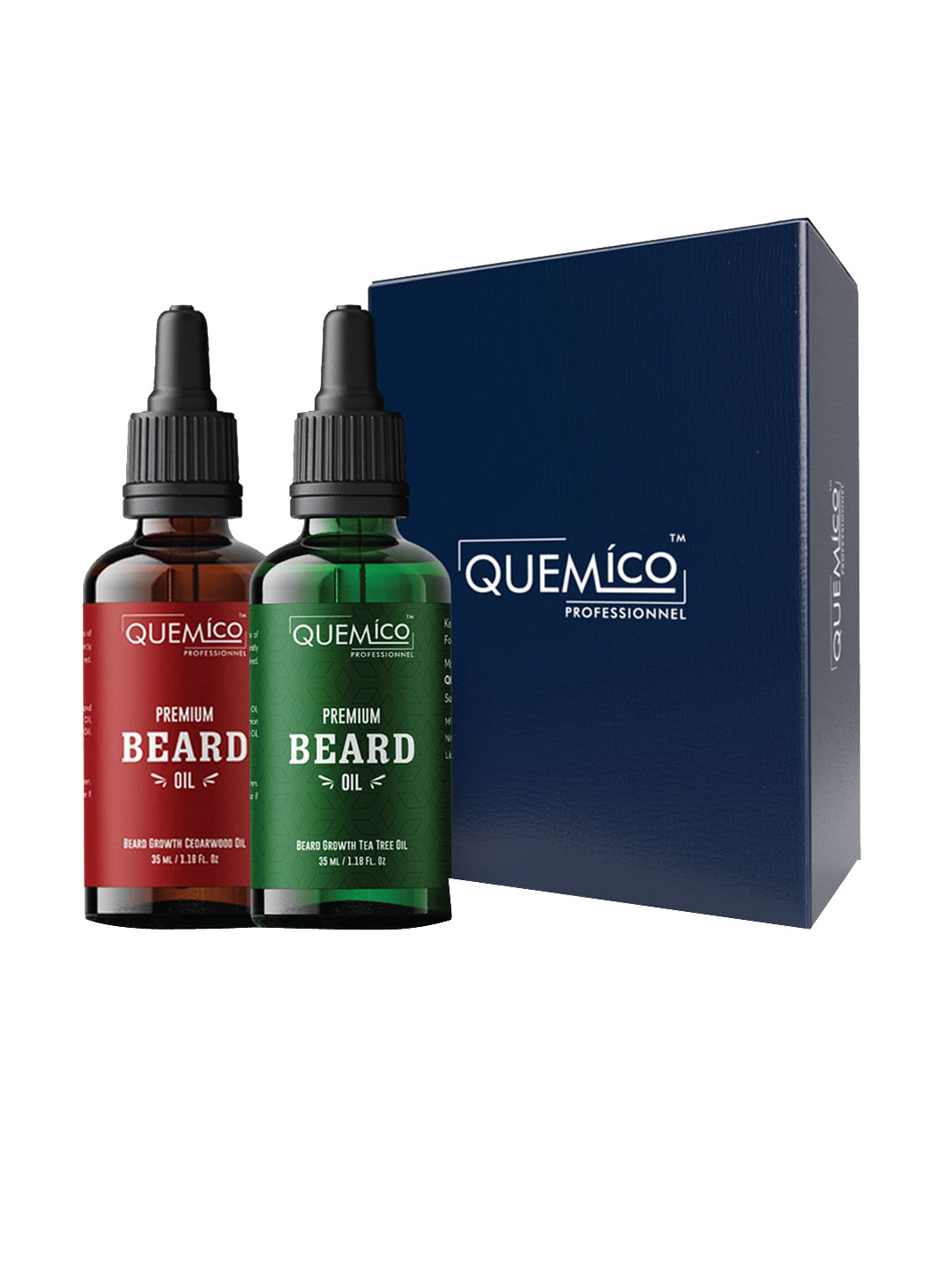 Quemico Professionnel Set of Premium Beard Growth Cedarwood & Tea Tree Oil - 35 ml each