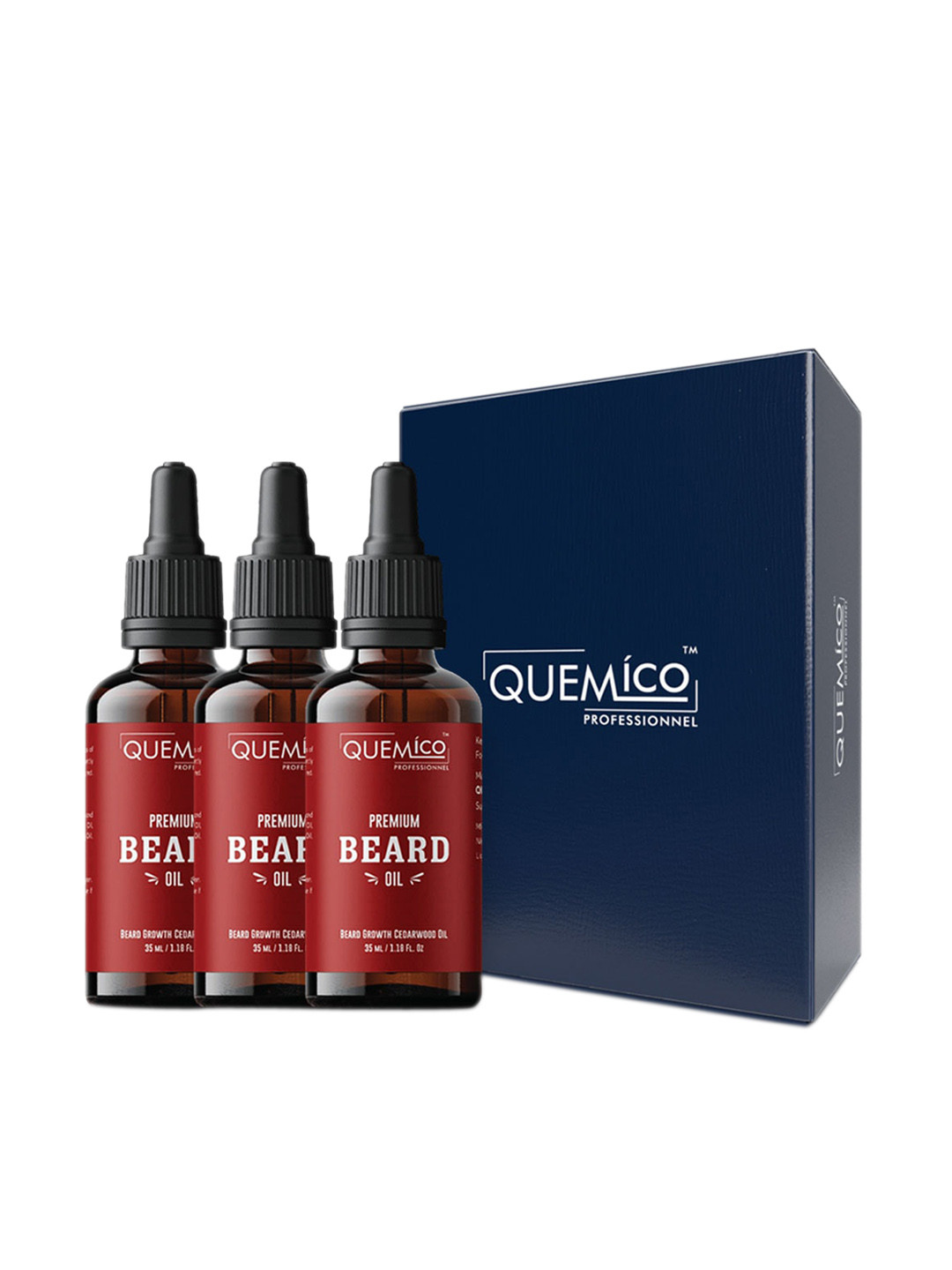 Quemico Professionnel Set of 3 Premium Beard Growth Cedarwood Oil - 35 ml each
