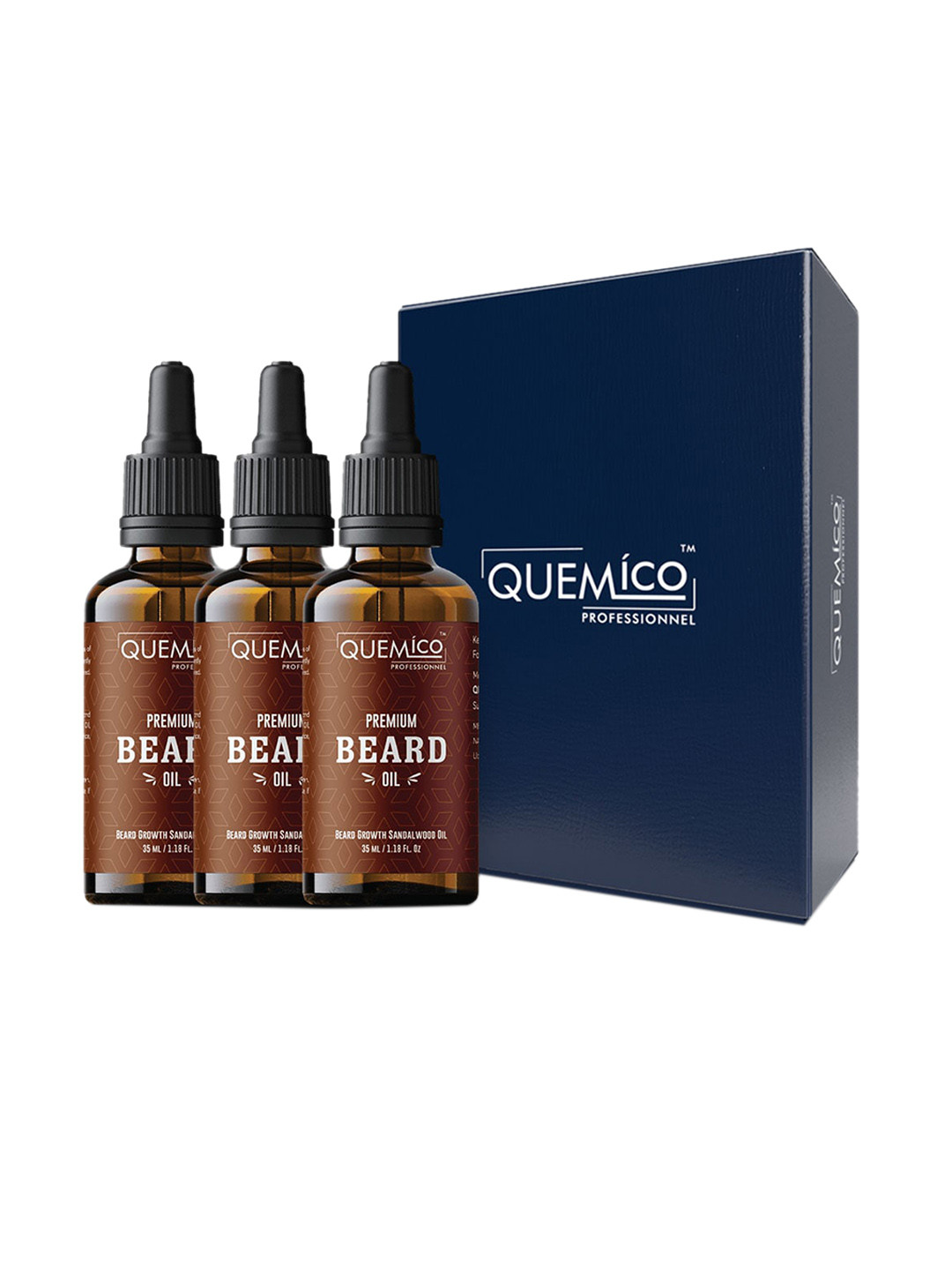 Quemico Professionnel Set of 3 Premium Beard Growth Sandalwood Oil - 35 ml each