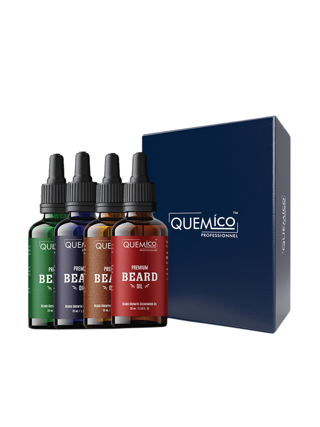 Quemico Professionnel Set of 4 Premium Paraben-Free Beard Growth Oil - 35 ml each