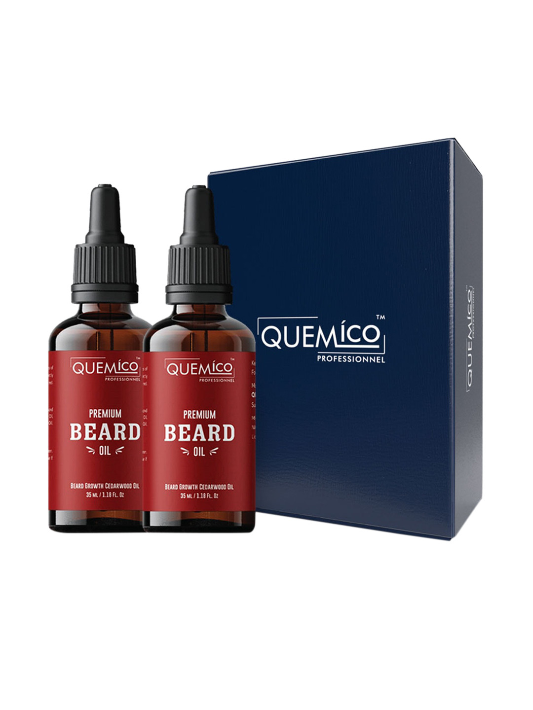Quemico Professionnel Set of 2 Premium Beard Growth Cedarwood Oil - 35 ml each