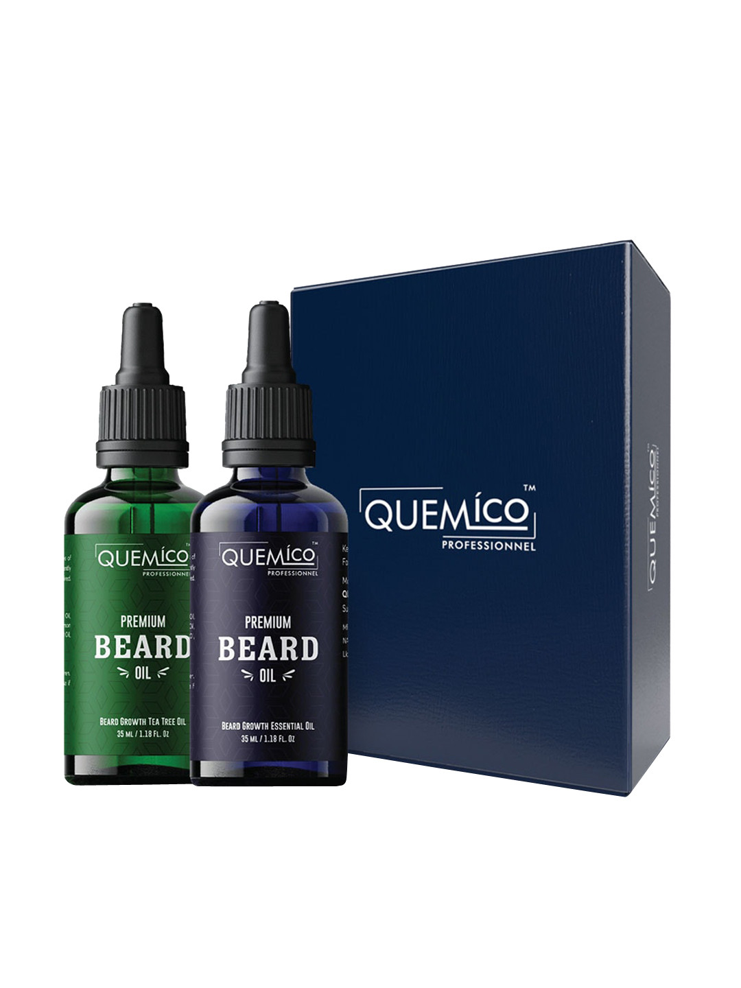 Quemico Professionnel Set of Premium Beard Growth Almond & Tea Tree Oil - 35 ml each
