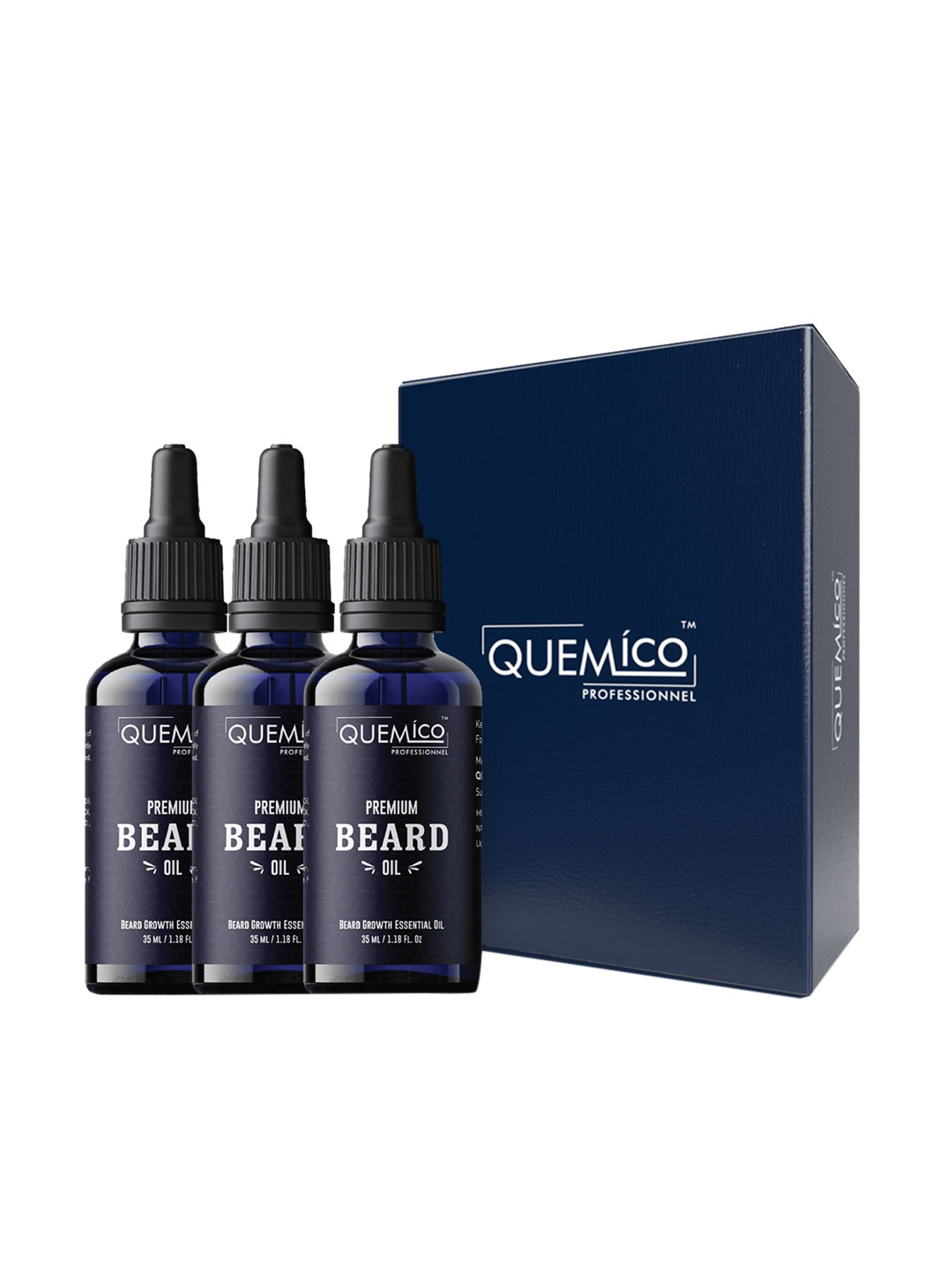 Quemico Professionnel Men Set of 3 Almond Beard Growth Essential Oil - 35ml each