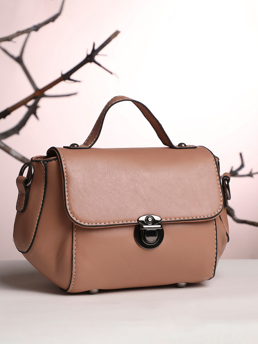 HAUTE SAUCE  Pink PU Bowling Satchel