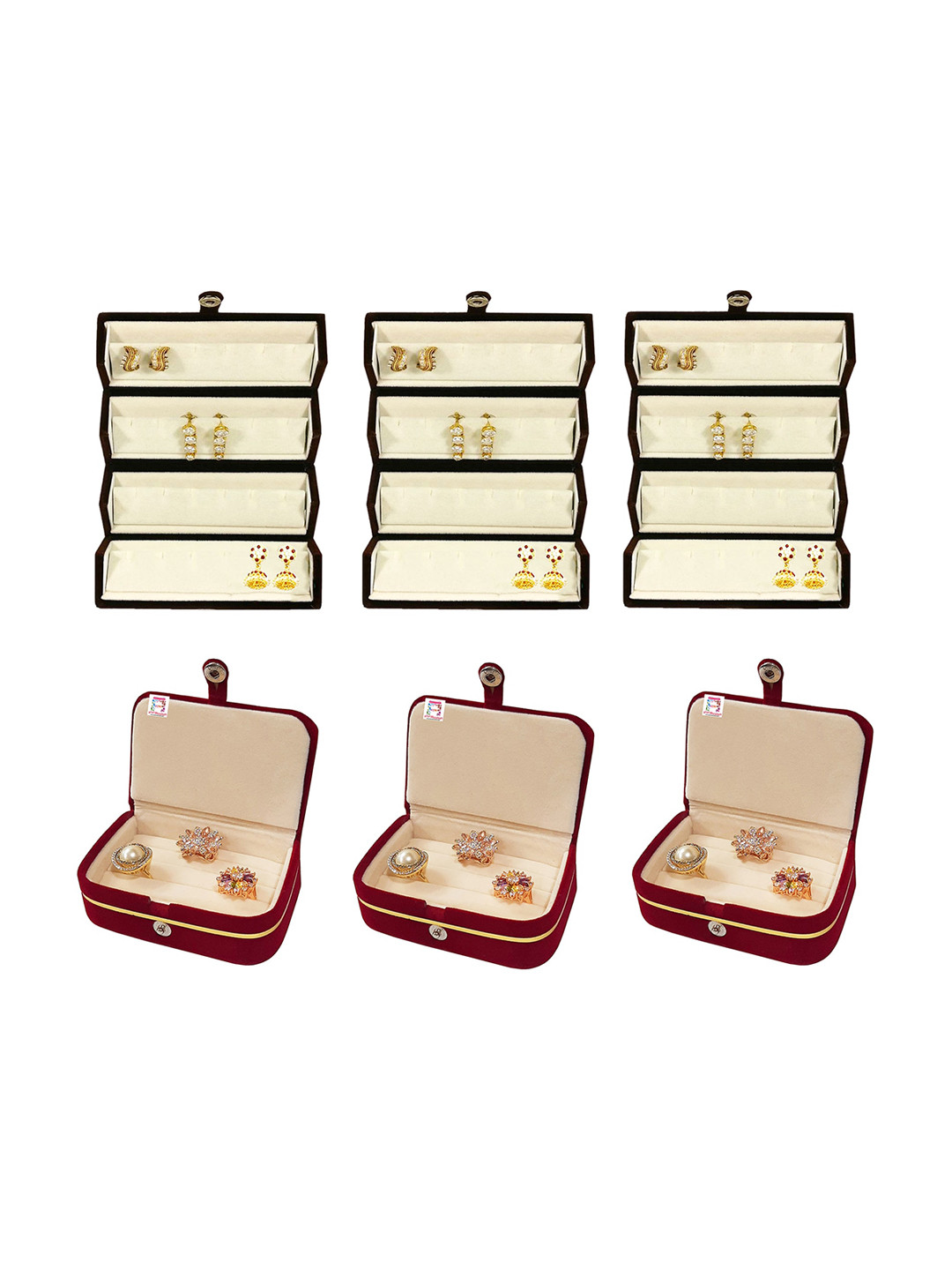 atorakushon Unisex Red & Cream-COloured Jewellery Storage Box