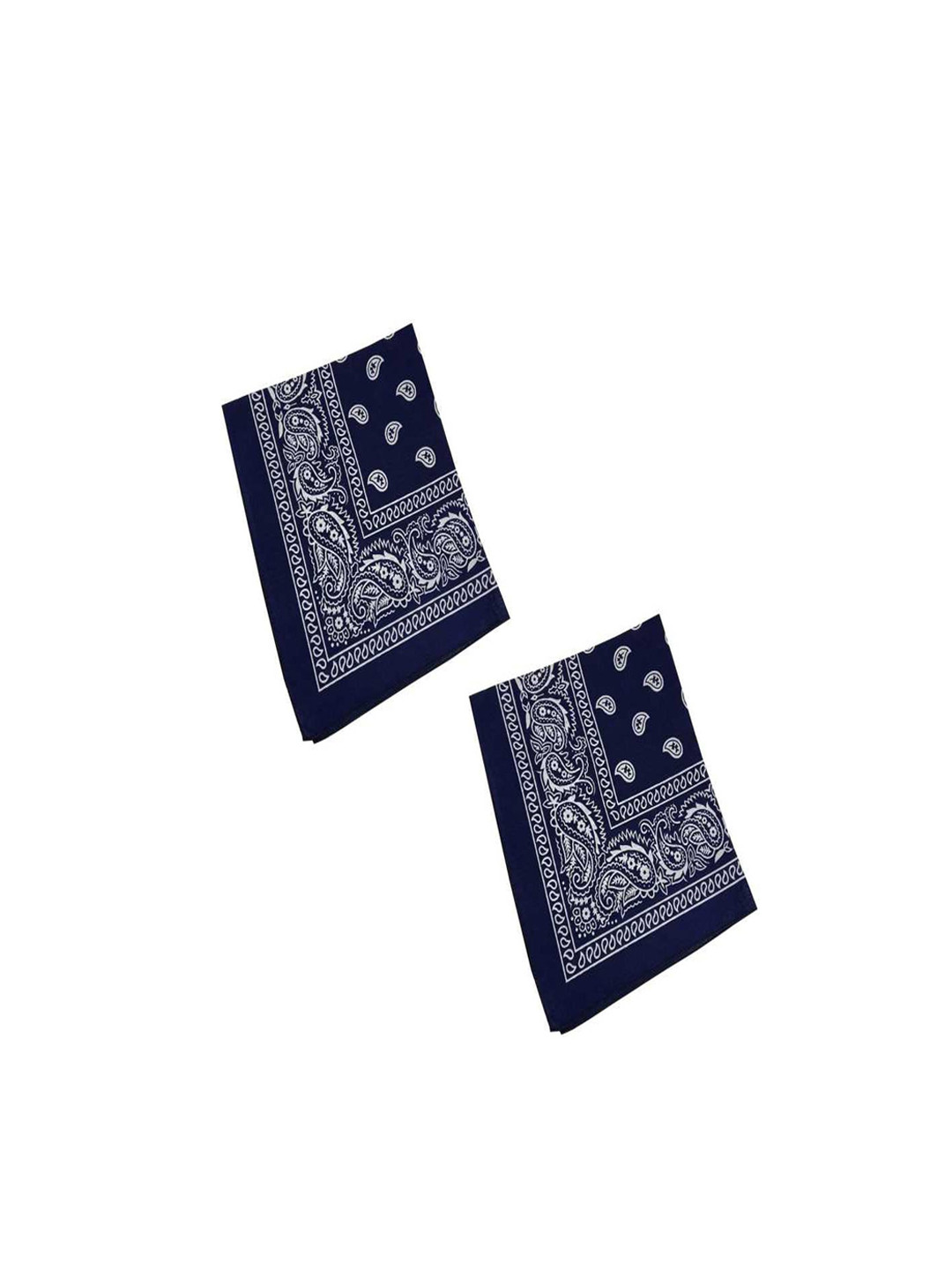 Aadikart  Pack Of 2 Navy Blue Paisley Printed Cotton Bandanas