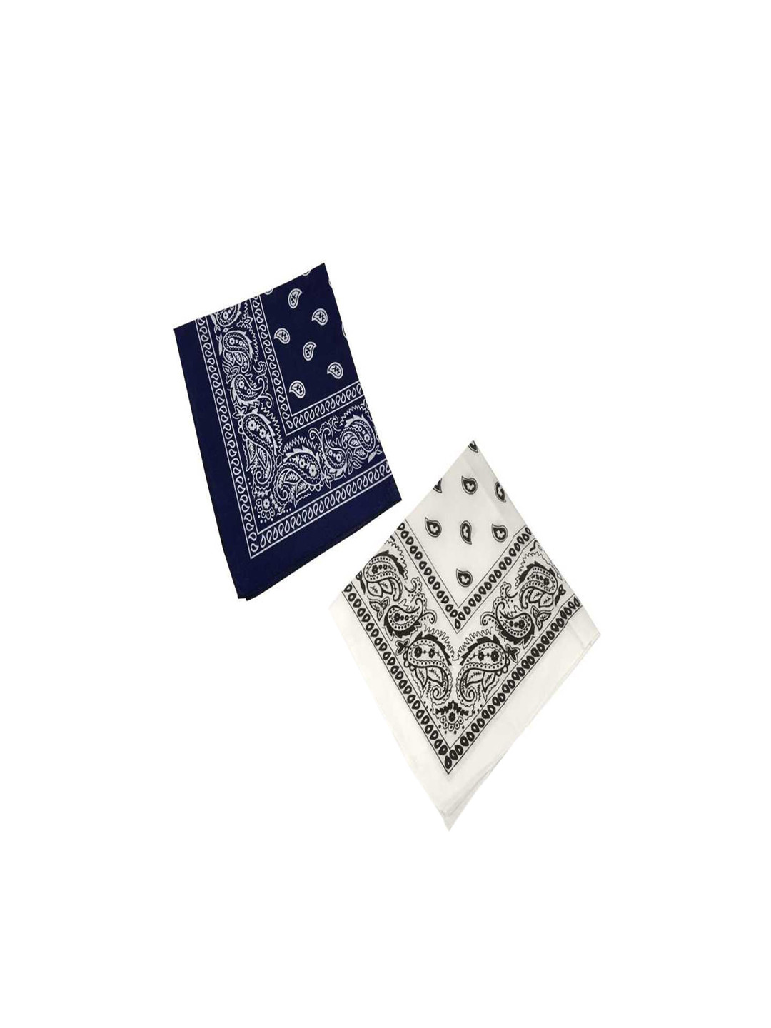 Aadikart  Pack Of 2 Navy Blue & White Paisley Printed Cotton Bandanas