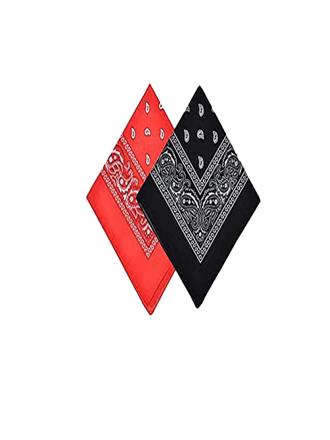 Aadikart Black & Red Pack of 2 Cotton Paisley Bandanas