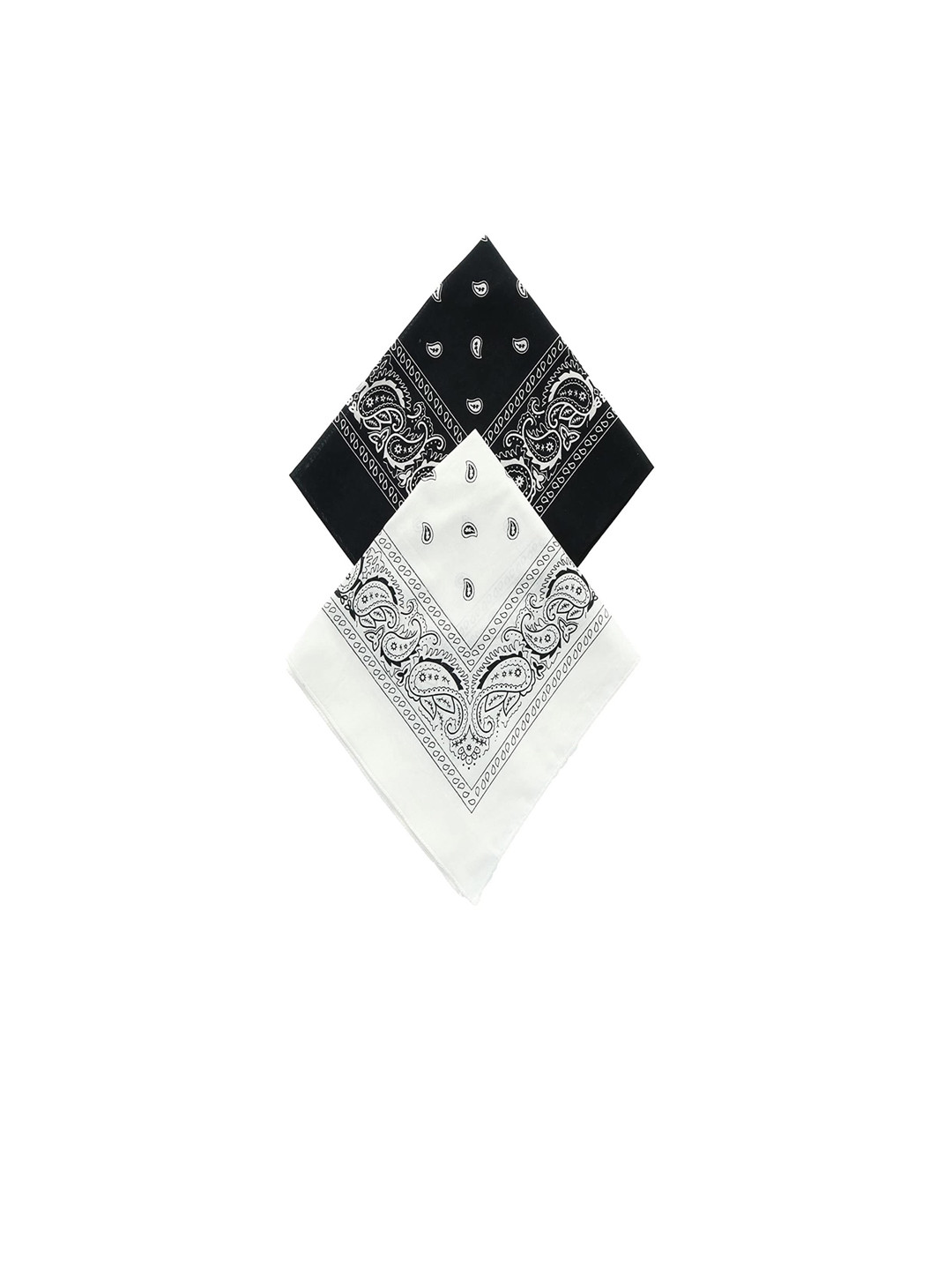 Aadikart Unisex Pack Of 2 Black & White Paisley Printed Cotton Bandanas